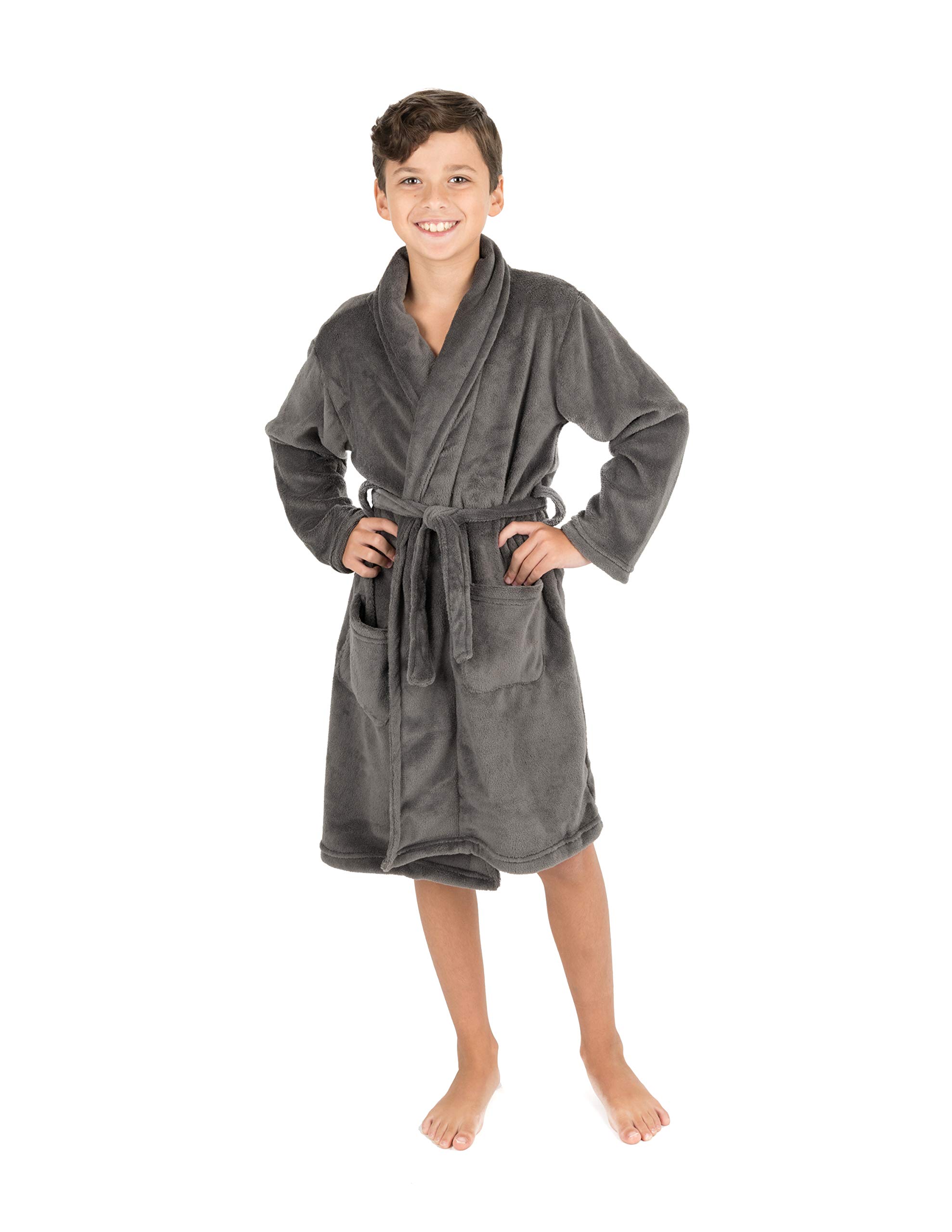 Leveret Kids Robe Boys Girls Bathrobe Shawl Collar Fleece Sleep Robe Size 4-14 Years