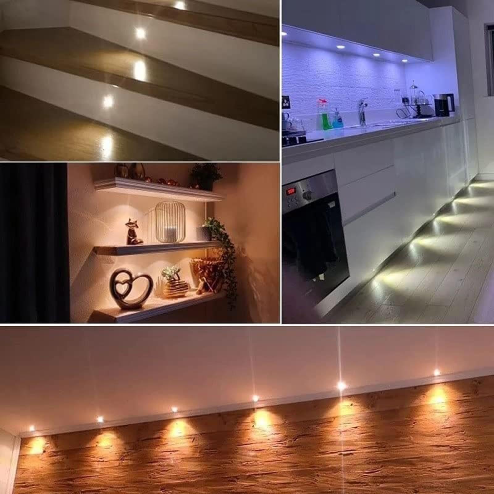 Set Da 6 Mini Faretti LED Da 12V 1W, Kit Di Illuminazione A Incasso (Diametro 25mm) Per Esterni E Soffitti, Faretto LED Impermeabile IP65, Per Giardino, Garage E Soffitta(Warm White,120 degrees)