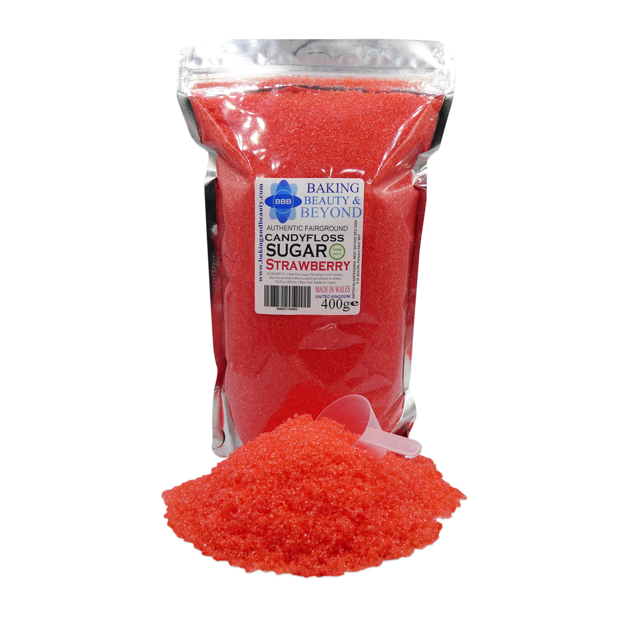 Baking Beauty and Beyond Premium Candy Floss Sugar 400g - Strawberry Flavour