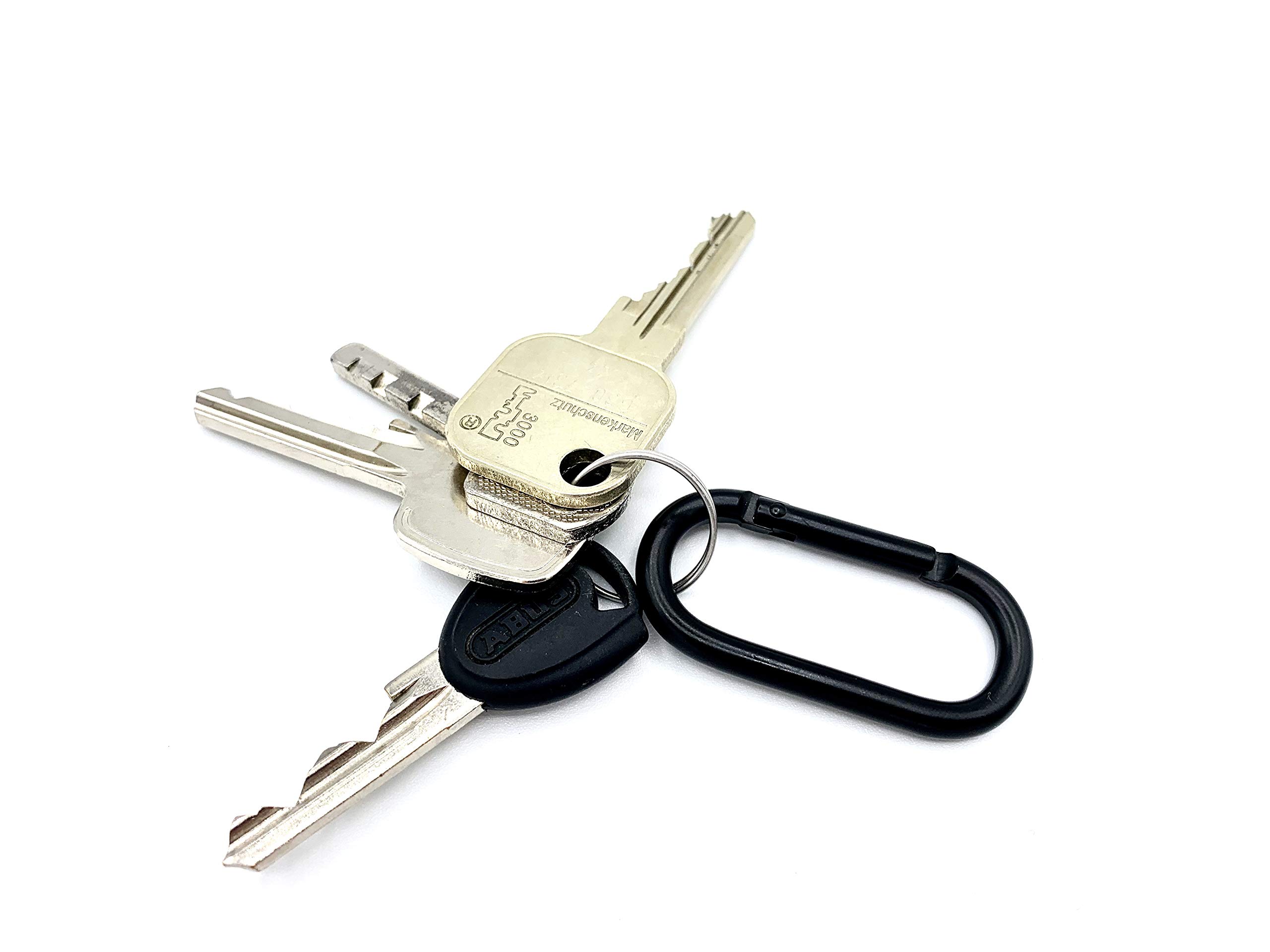 Moschettone ovale - Set di 3 pezzi - Mini gancio portachiavi - Clip multifunzione in alluminio - Moschettone piccolo - Carabiner nero (50 x 25 mm