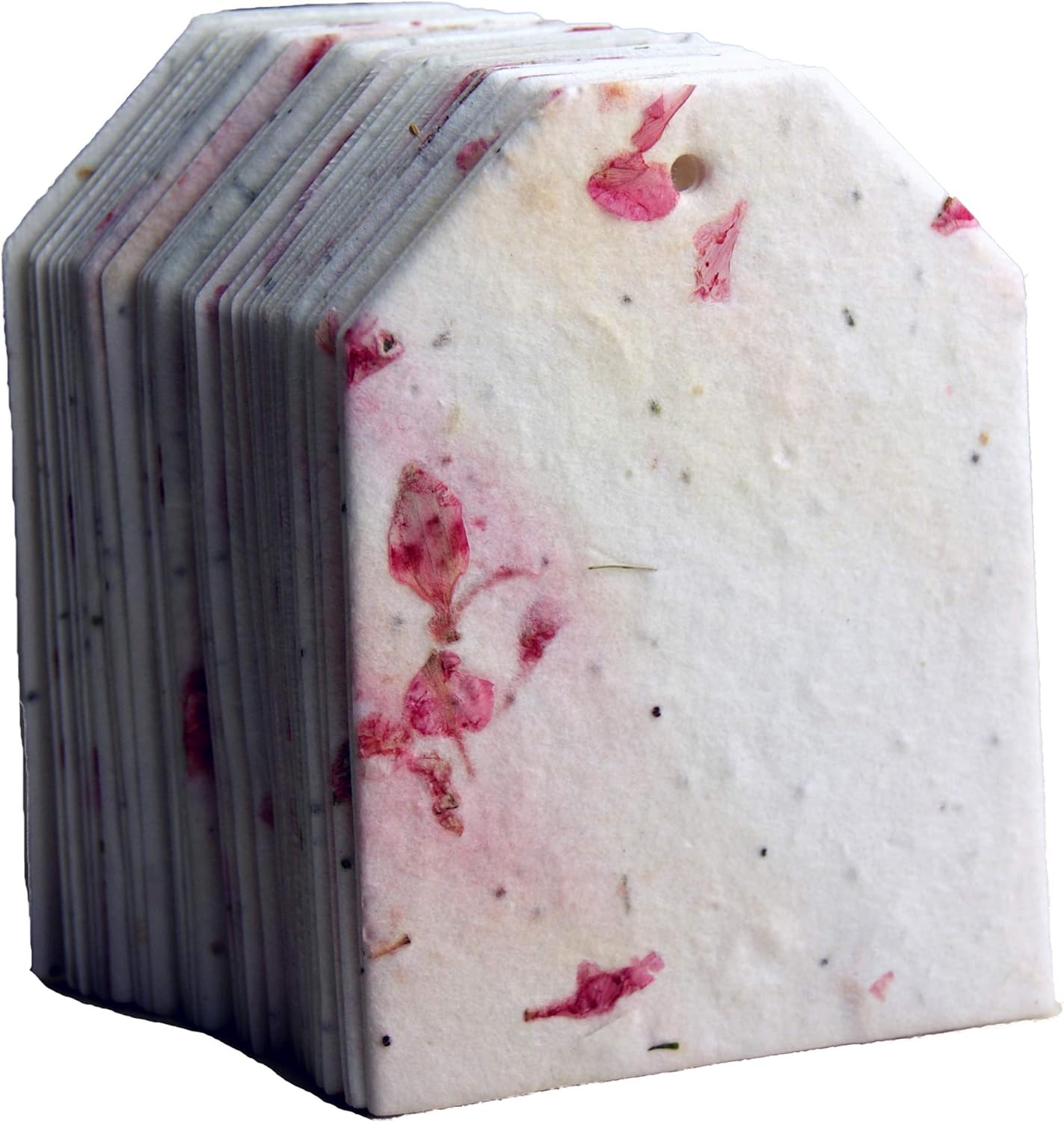 of The Earth Handmade Seed Paper Tags 2.5" Wide by 3.375" Tall Wildflower Handmade Paper Set of 32 in Pink Flower Petals #24s