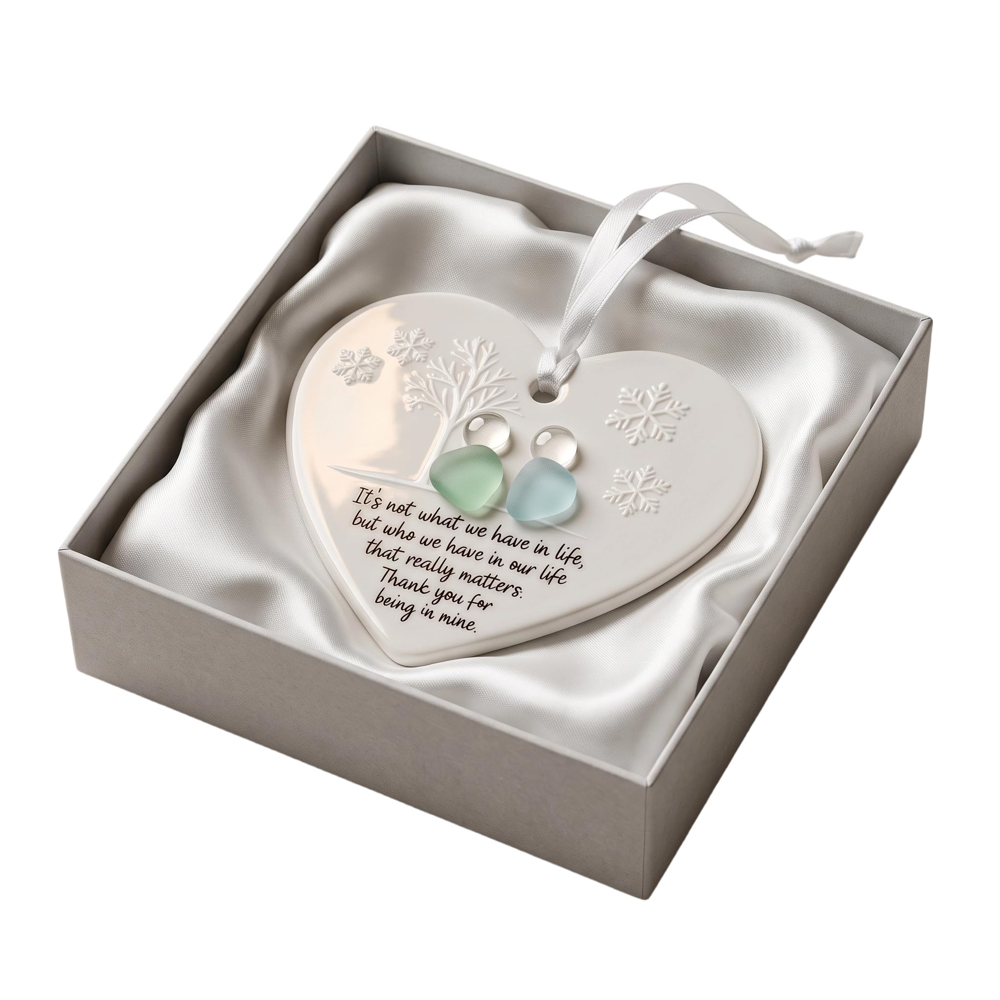 3D Sea Glass Figures Ceramic Heart Ornament, Best Friend Birthday Gifts