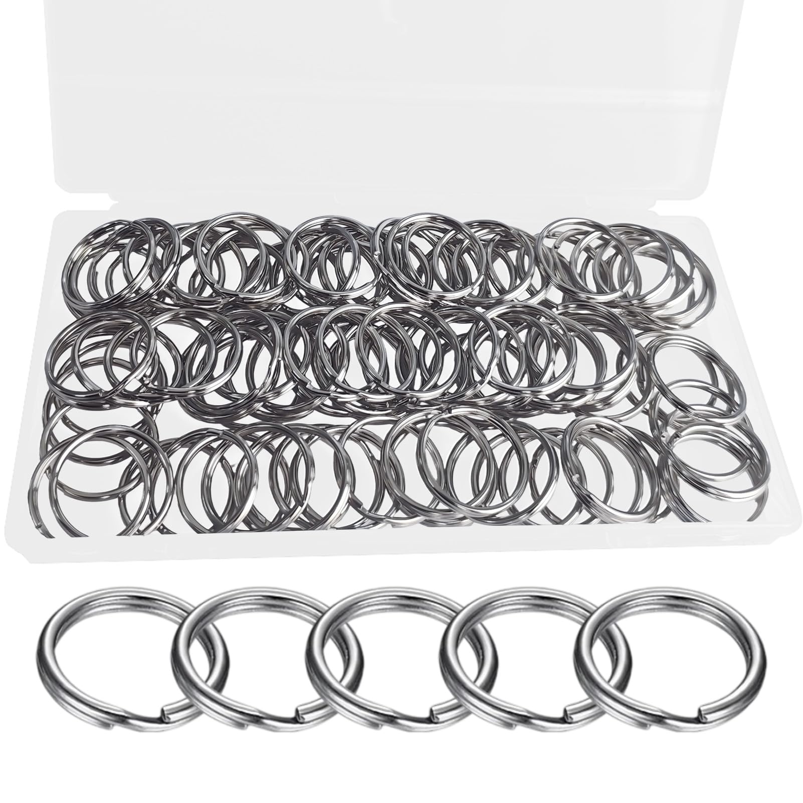 1 Inch Key Chain Ring 100 pcs Keychain Small Keyring Metal Split Rings Bulk for Car DIY Crafts Dog Tag