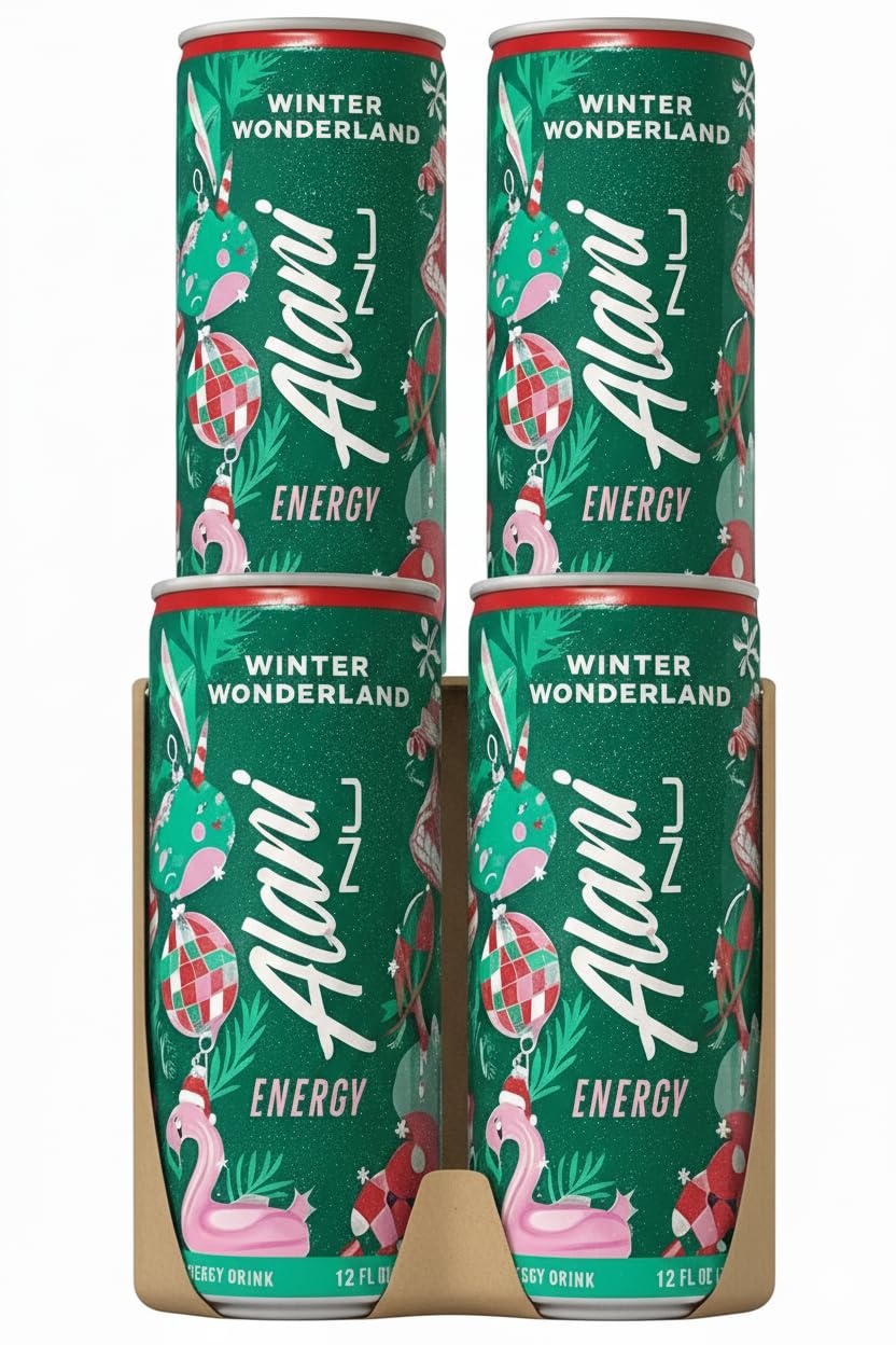 Alani winter wonderland Energy drinks, sugar free, low calorie energy drinks, limited edition 12 Fl Oz Cans (4 pack)