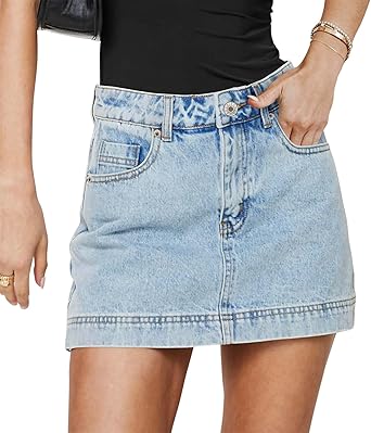 Angerella Skirts for Women Denim Mini Cargo Skirt Mid Rise Button Up Bodycon Y2k Trendy Summer Casual Jean Skirt