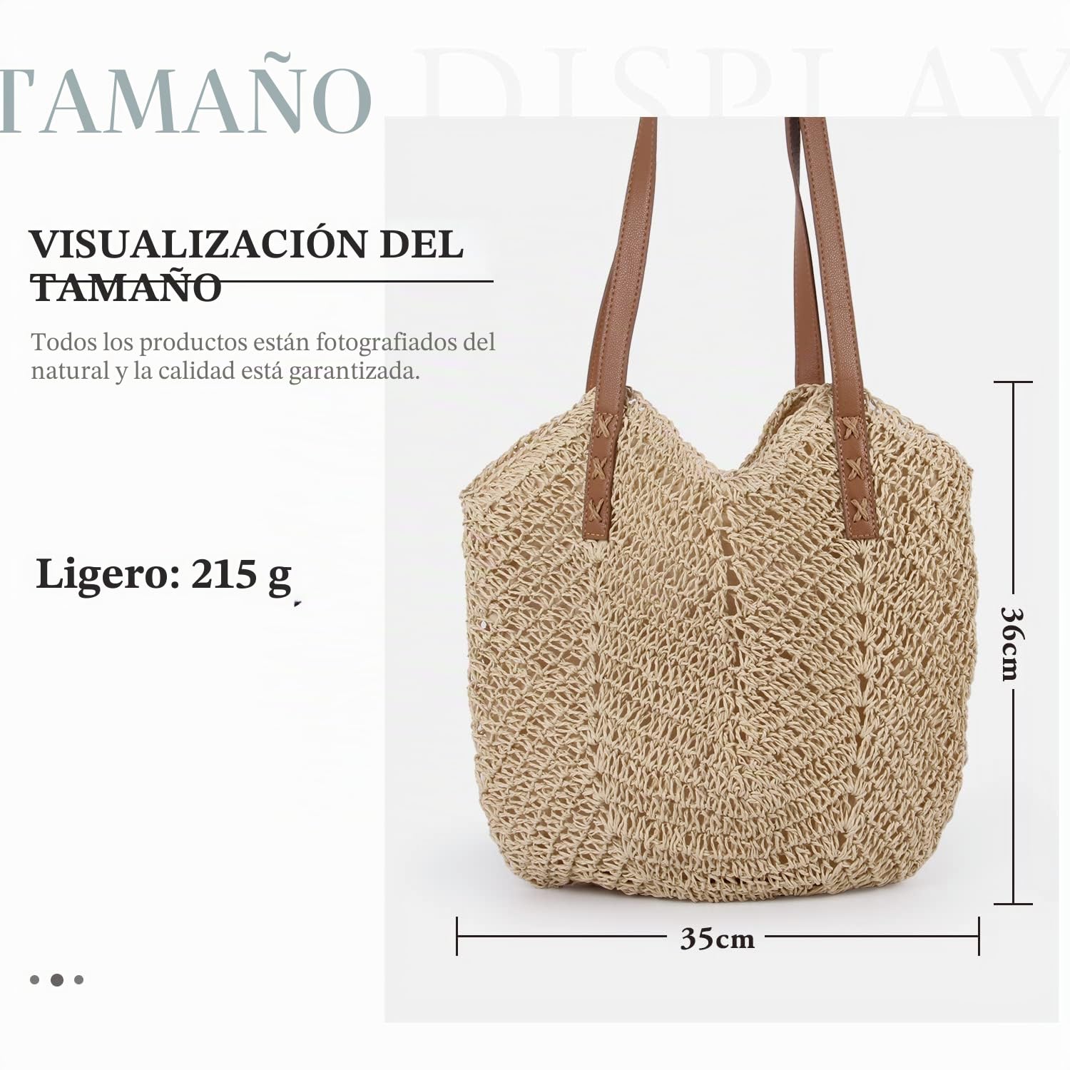 Bolso de Hombro de Paja para Mujer, Tejido a Mano, Bolso de Mano con Asa, de Playa de Verano, Cruzado Bohemio con Monedero