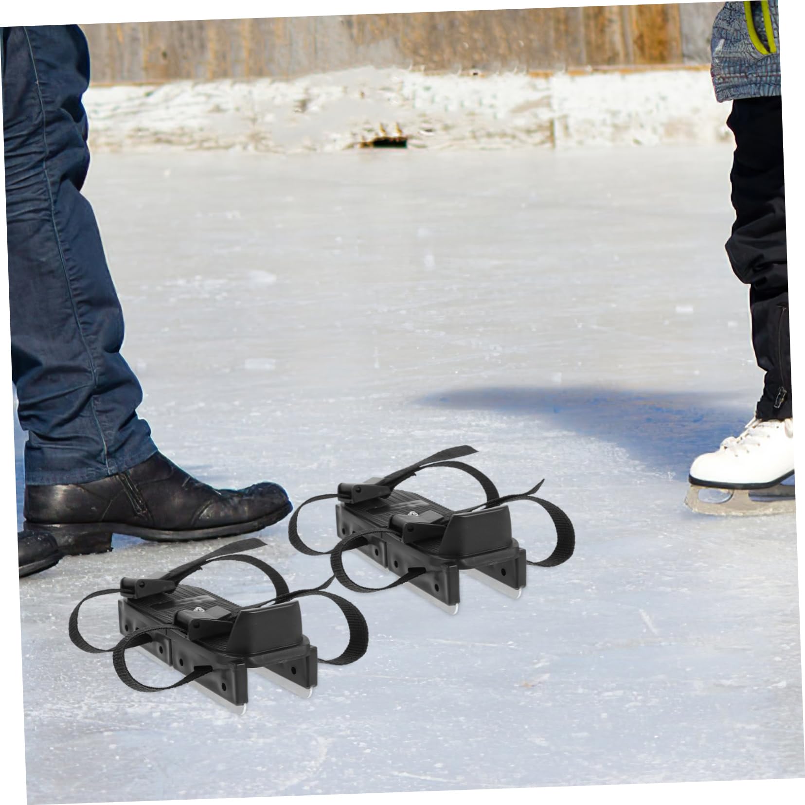 Abaodam 1Pair Stable Ice Skates with Fixing Straps Fall Design Outdoor Skating Shoes for Multifunctional for Skating and Skiing