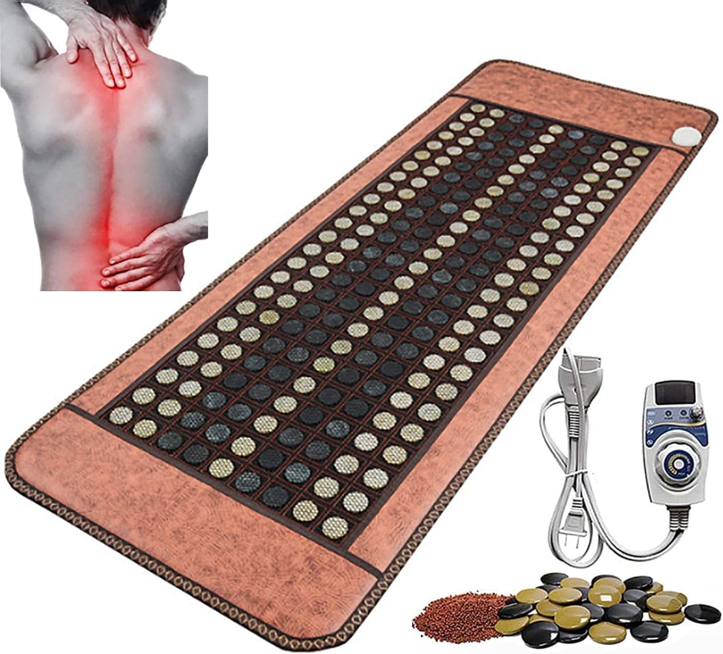 ICEMOB Infrared Heating Pad,Professional Full Body Massage Mat with Heat,Natural Jade and Tourmaline Stones,Electric Heat Pad for Office,Home,Travel,Appointment Time,C