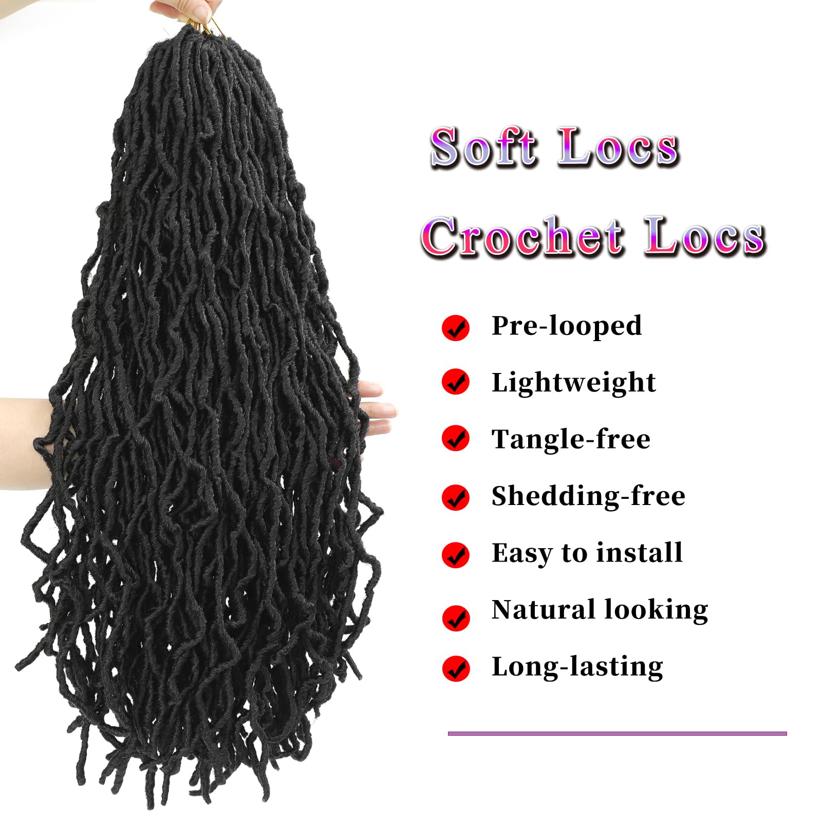 Faux Locs 18 Inch Crochet braids Soft Locs Crochet Hair for Women Pre-Looped Faux Locs Crochet Braids Pre-Looped Goddess Locs Braids Hair Extensions (1B# - Image 3