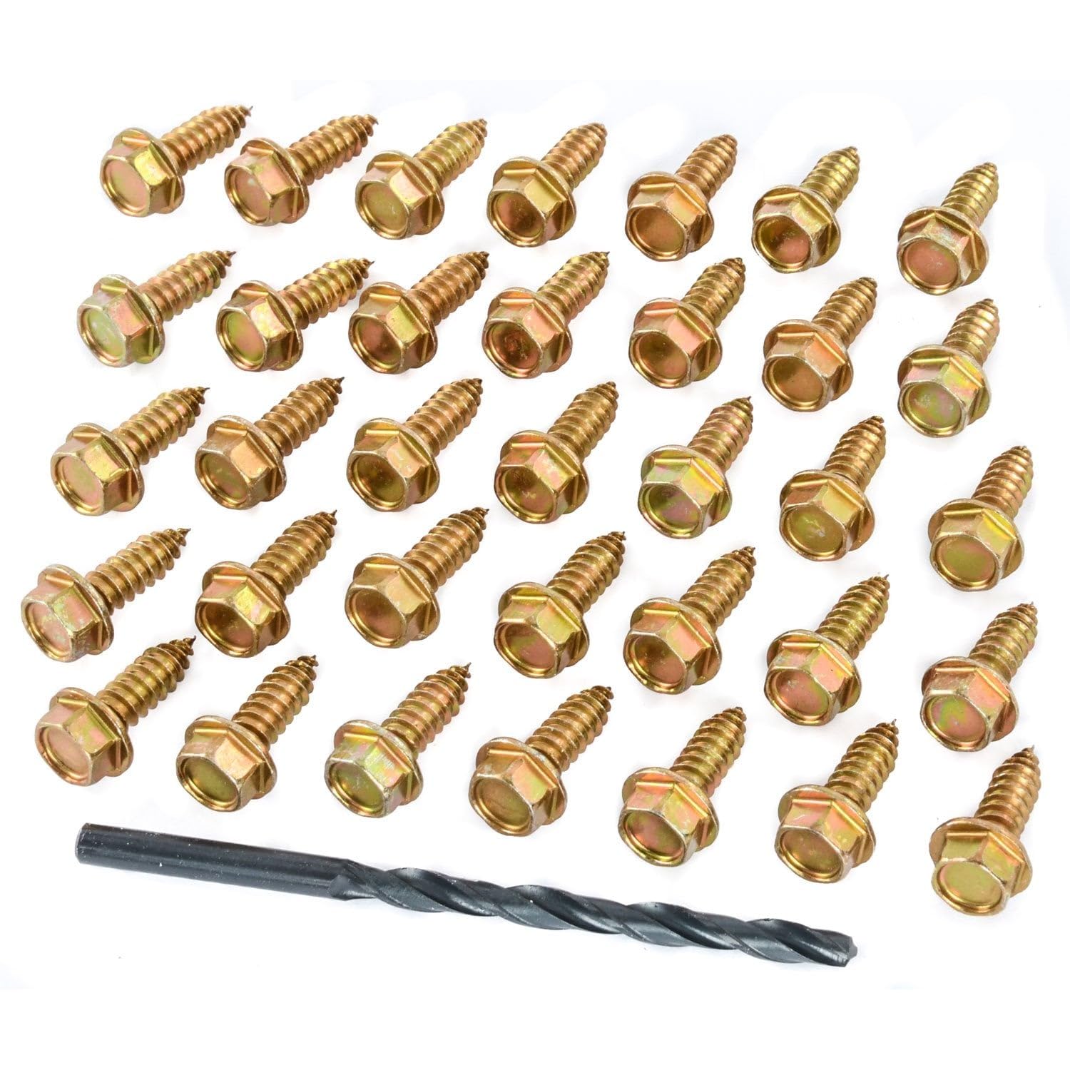 JEGS Wheel-to-Tire Screw Kit | Gold | Made in USA | Includes (35) #14 x 3/4" Screws and (1) 13/64" High-Speed Drill Bit