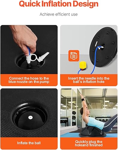 Miniatura 5 de VEVOR Entrenador de media pelota de ejercicio, pelota de equilibrio de 2326 pulgadas, pelota de estabilidad de capacidad de 1500 libras, pelota de