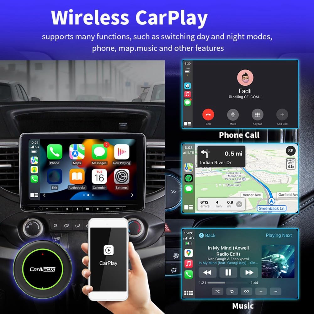 iFutniew CarAiBOX CarPlay-Adapter Verkabelt mit Kabelloser Carplay 