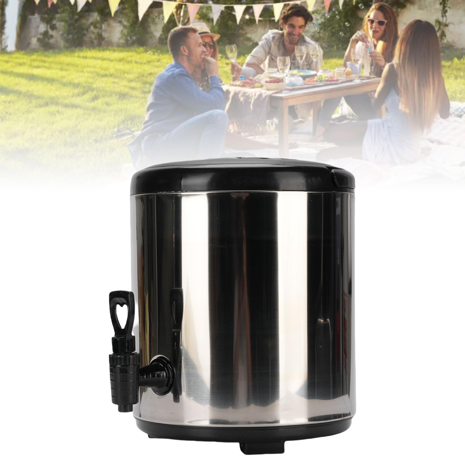 Tissting Dispenser per Bevande Calde e Fredde 6L, in Acciaio Inossidabile per Latte, Tè, Succhi, Zuppe, Ideale per Feste, Campeggio e Uso Commerciale (Argento)