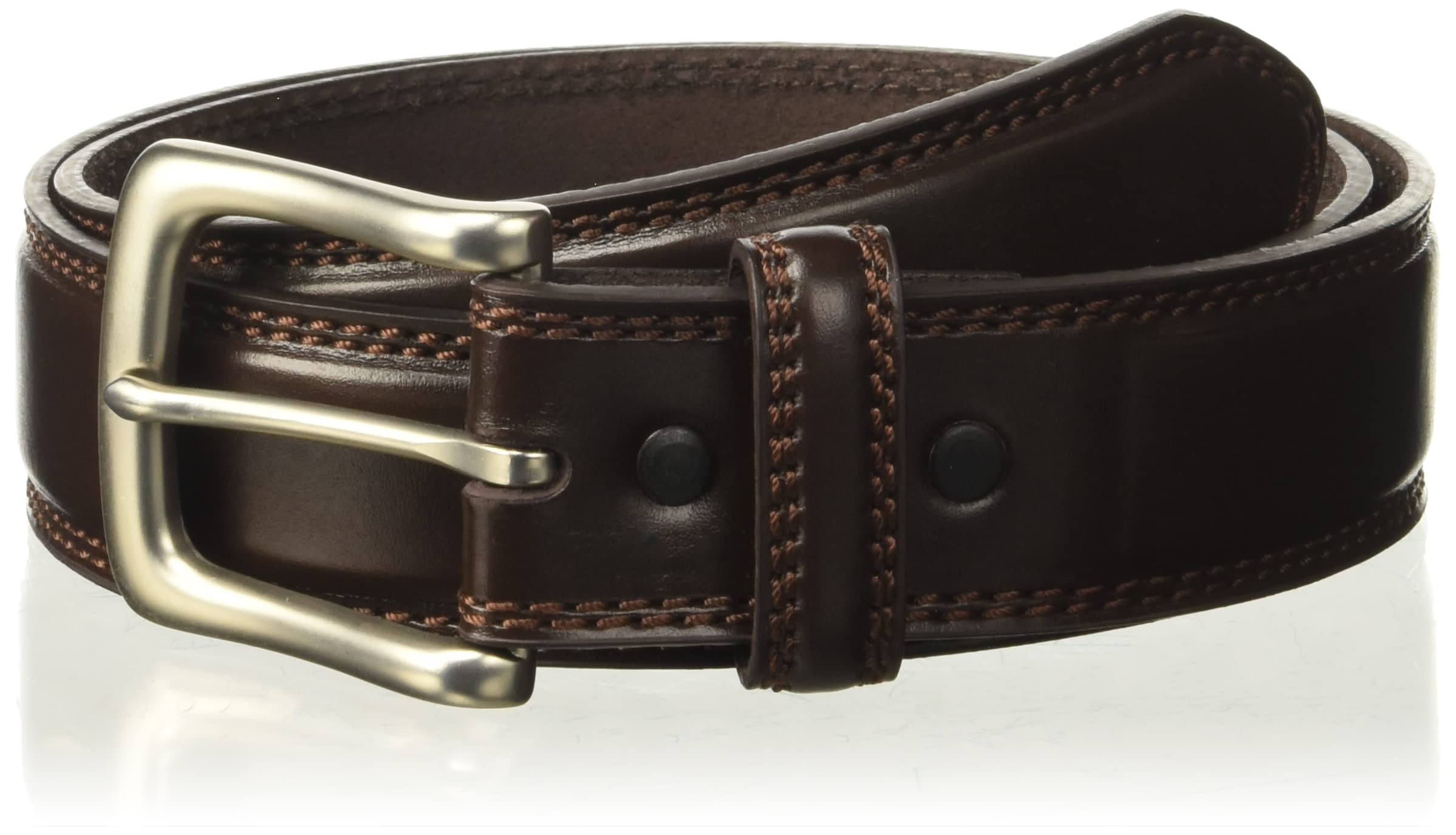 Danbury Work Wear Men's 1 3/8 Inch Double Stitched Padded Leather Work Belt, Brown, 44