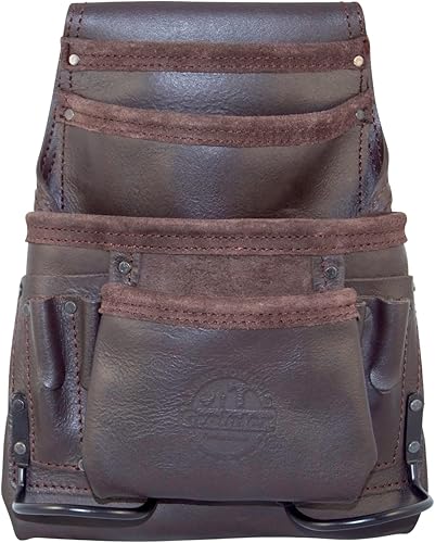 Graintex OS2250 10 bolsillo de cuero curtido aceite uñas y herramienta bolsa de color marrón oscuro para constructor/electricista/fontanero