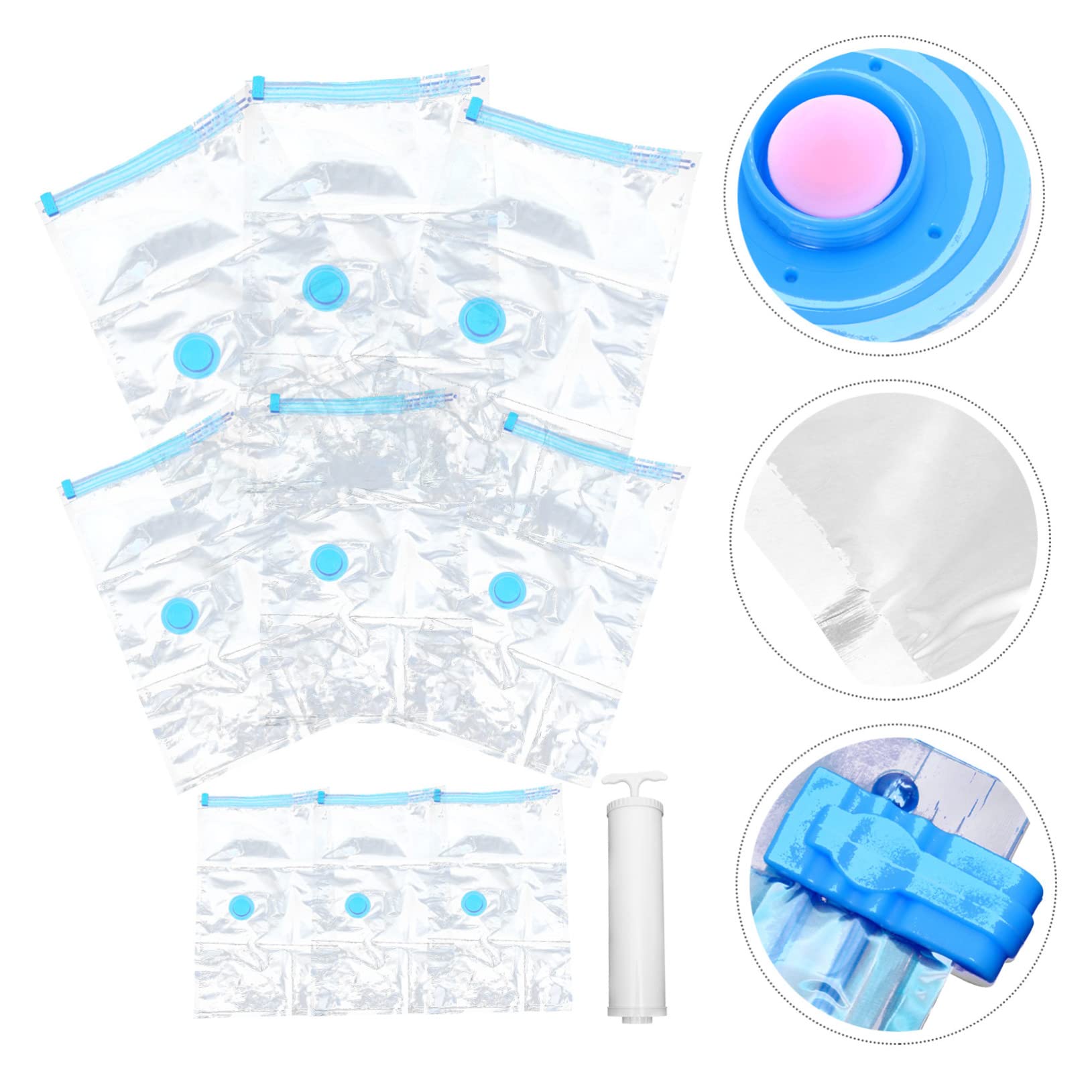 Buste Sottovuoto per Abiti da Viaggio 10 Pezzi Pompa | Pet e Pe, 3 Dimensioni 30x50, 50x70 e 70x100 Cm, Set Riutilizzabile per Casa e Bagno