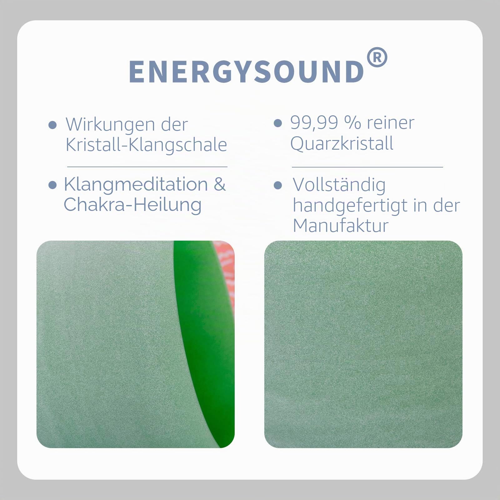 ENERGYSOUND 432 Hz F Herz Chakra Grün Farbe Frosted Quarz Kristall Singschale 10 Zoll (25 cm)