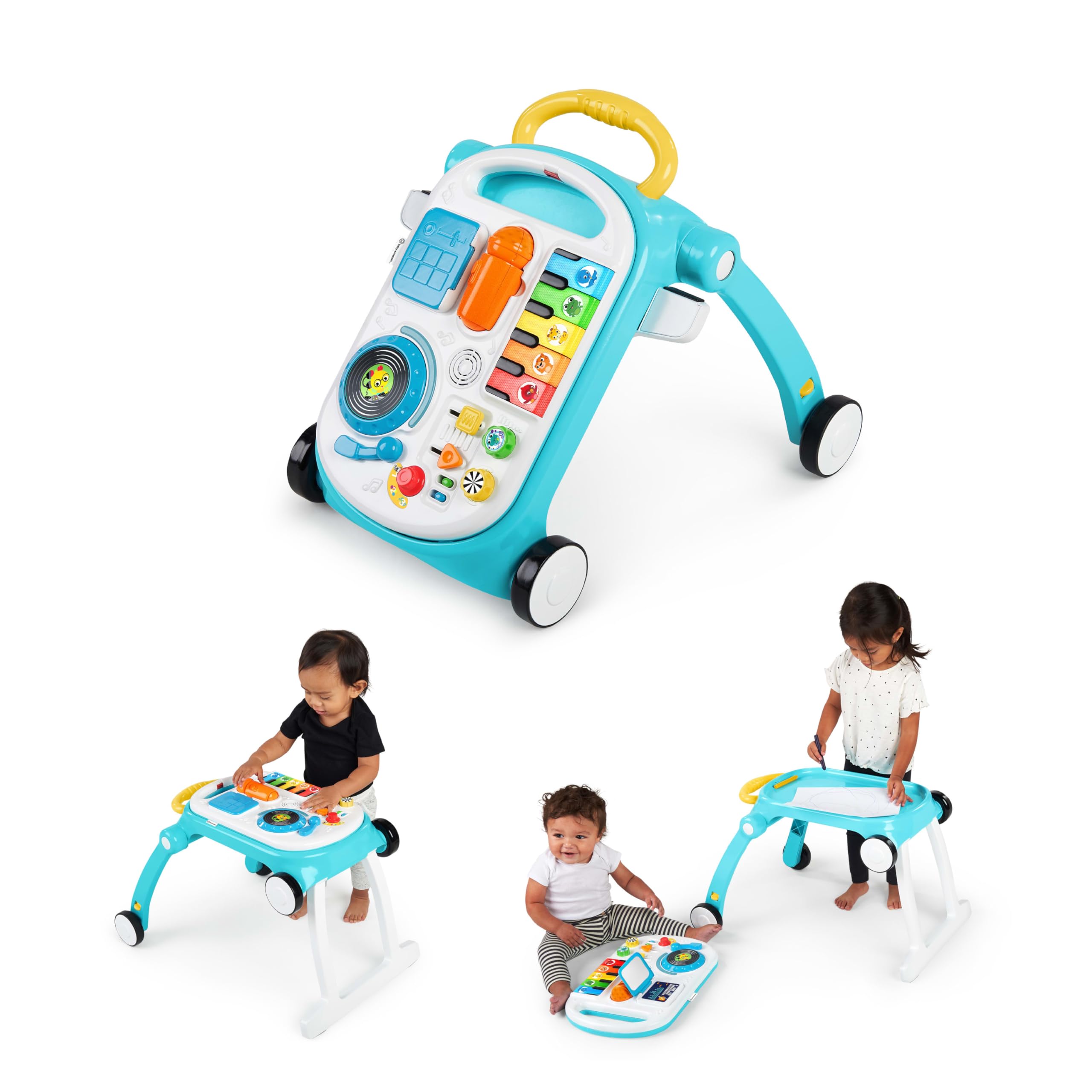 Baby Einstein, Trotteur et Table d’Activité 4 en 1 Jouet Musical Mix ‘N Roll, 100+ Sons, Découverte de la Musique, des Couleurs et Animaux, Apprentissage de la Marche, à partir de 6 mois
