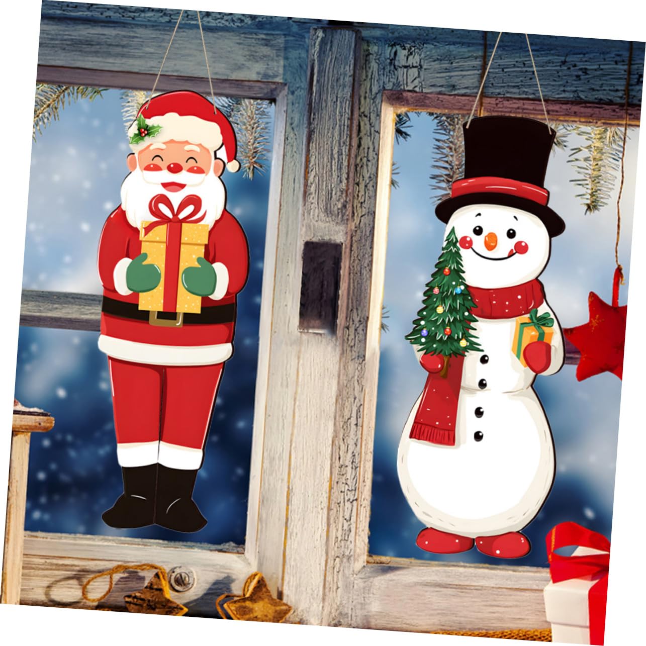 ABOOFAN Schneemann-weihnachtsbaumschmuck Aus Holz Weihnachtsmann-weihnachtsbaumschmuck Weihnachtswandbehänge Schneemann-Kugeln Schneemann-dekorationsfiguren Für Festliche Wanddekorationen