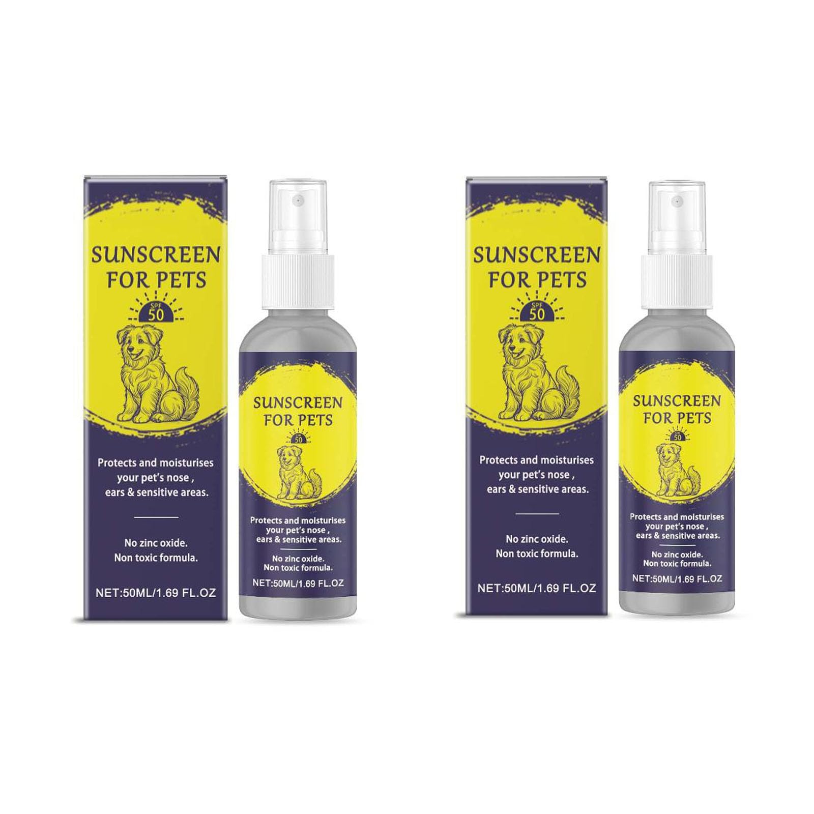 Pet Sun Protector, SPF 50 Pet Sunscreen Lotion Bottle Sun Protection For Pets 50 ML | Moisturising Sunscreen For Dogs And Cat Non-Toxic Formula Dog Nose | Dog Paw Balm Sun Cream Balm (2)