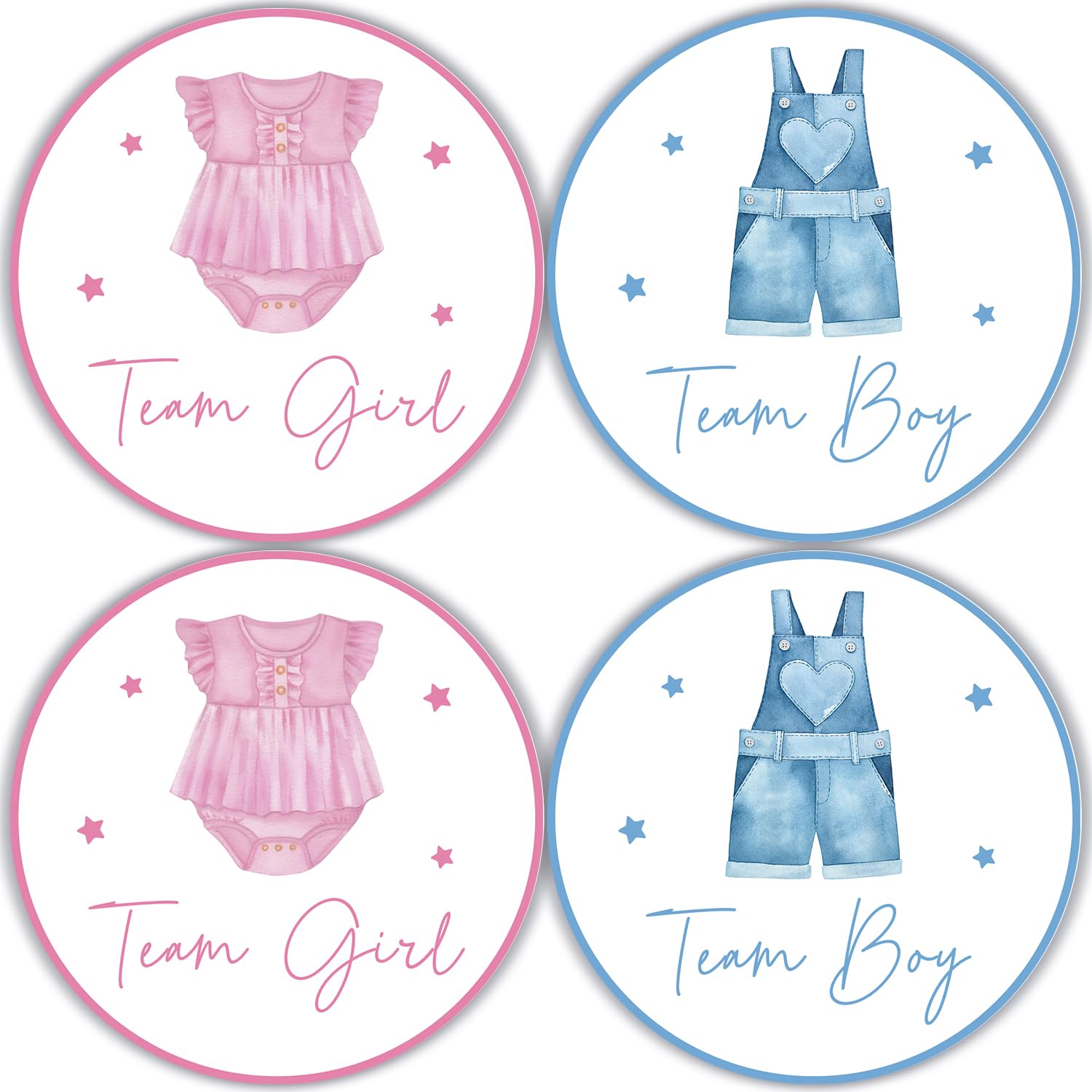Cgvovgr 80Pcs Gender Reveal Stickers Team Boy and Girl Stickers, Funny Clothes Pattern Team Boy or Girl Baby Shower Sticker, Pink and Blue Sticker for