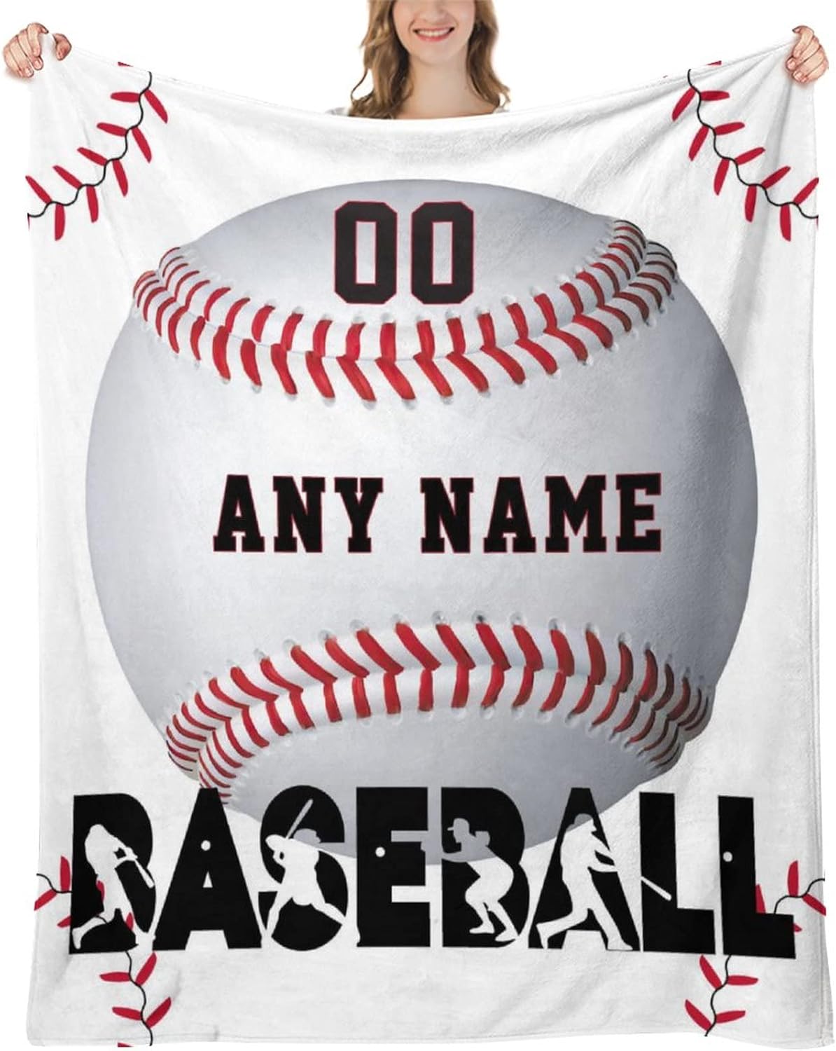 Oplamigy Baseball Blanket Personalized Name Blanket for