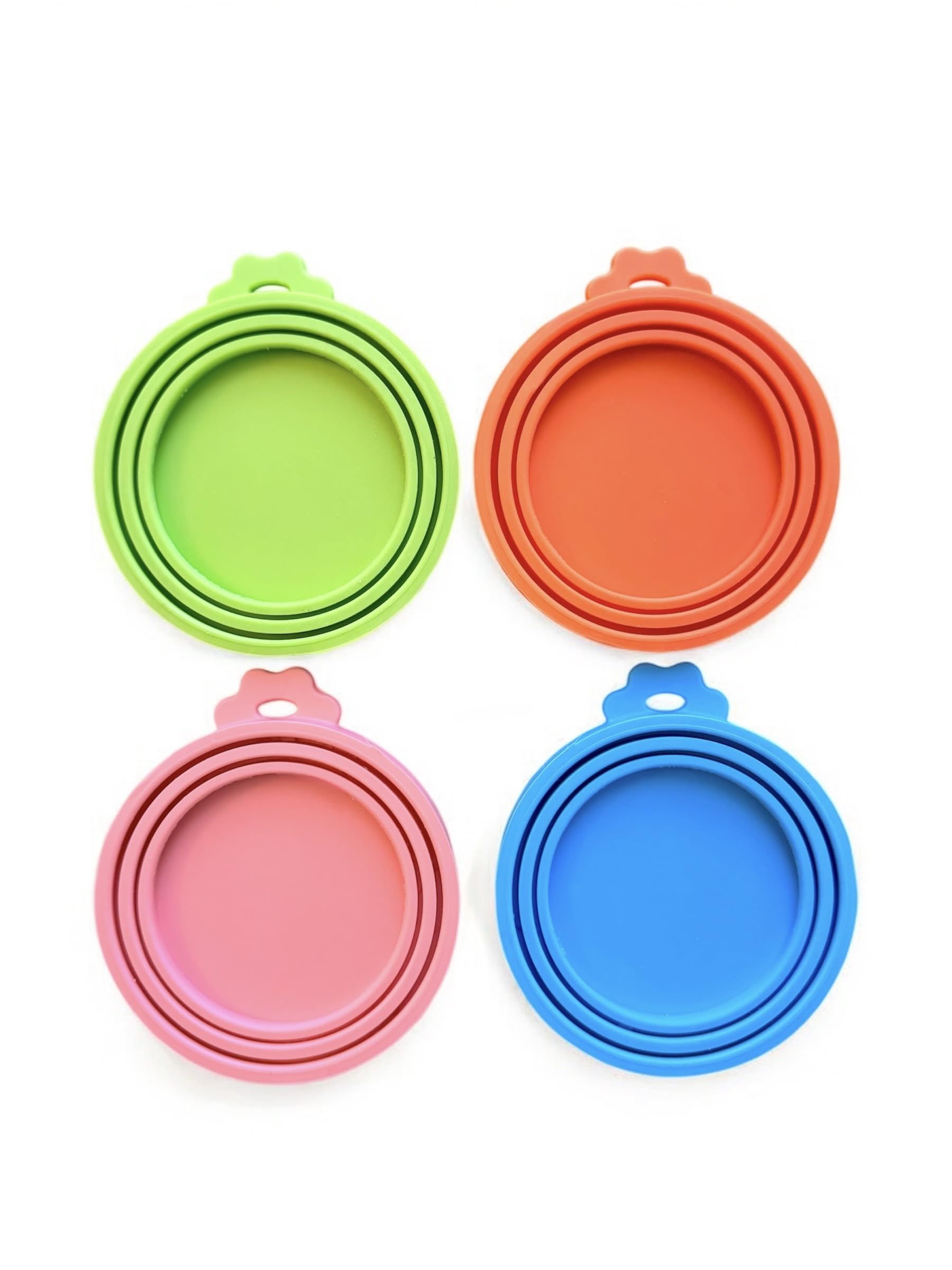 4 Pcs Silicone Pet Food Can Covers for Dog & Cat Food, Universal Size 3-in-1 Storage Container Lids, Reusable BPA-Free Silicone Lids, Fits 3 Standard Can Sizes, Airtight Seal for Pet Food Storage
