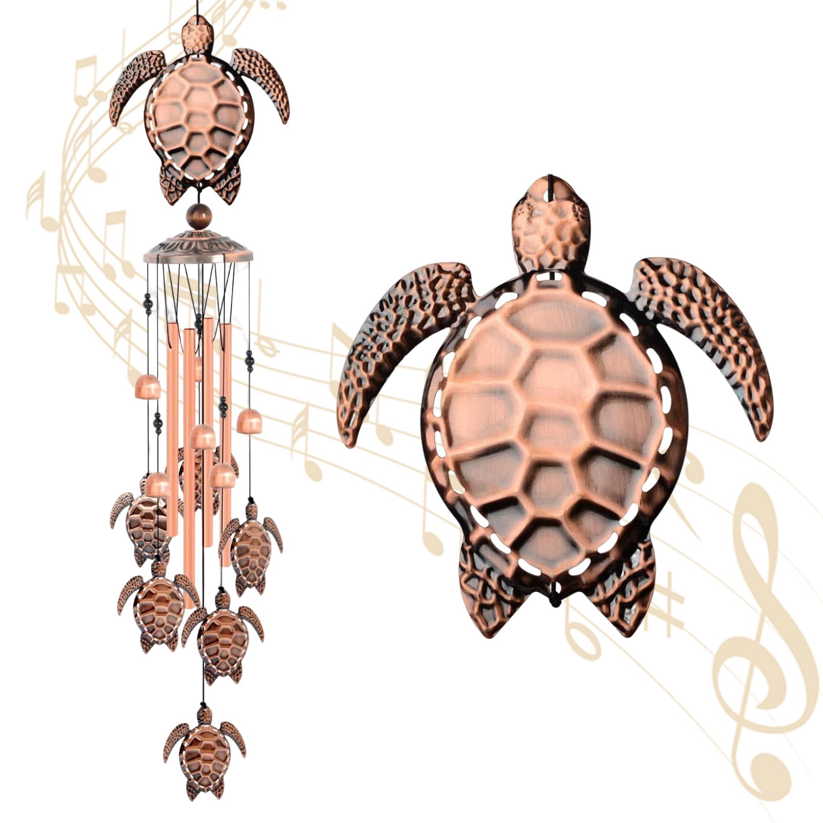 Carillon à vent en métal tortue rétro pour décoration de jardin