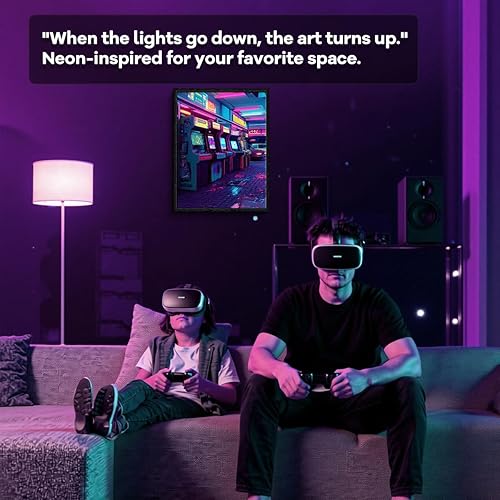 Miniatura 4 de Arte de pared retro Arcade, máquinas arcade de neón, decoración de pared cyberpunk, impresión en lienzo enmarcada con acabado mate, póster de