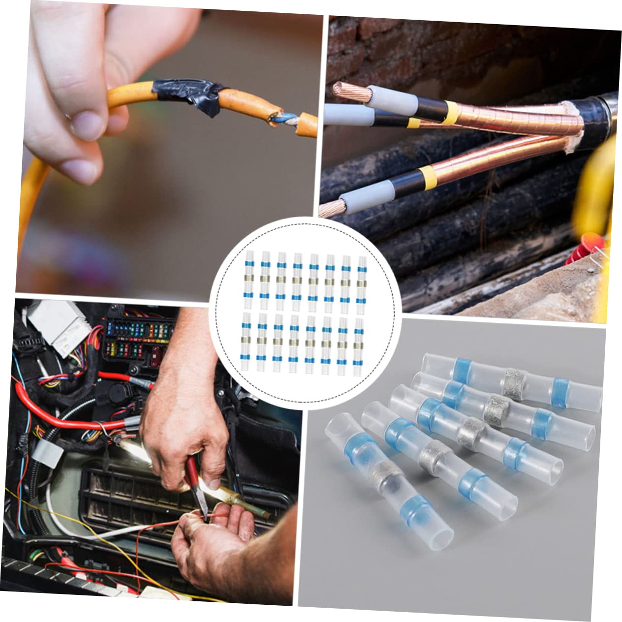 100pcs Wire Terminal Insulated Connectors Heat Shrink Ring Easy Install Welding Sleeves