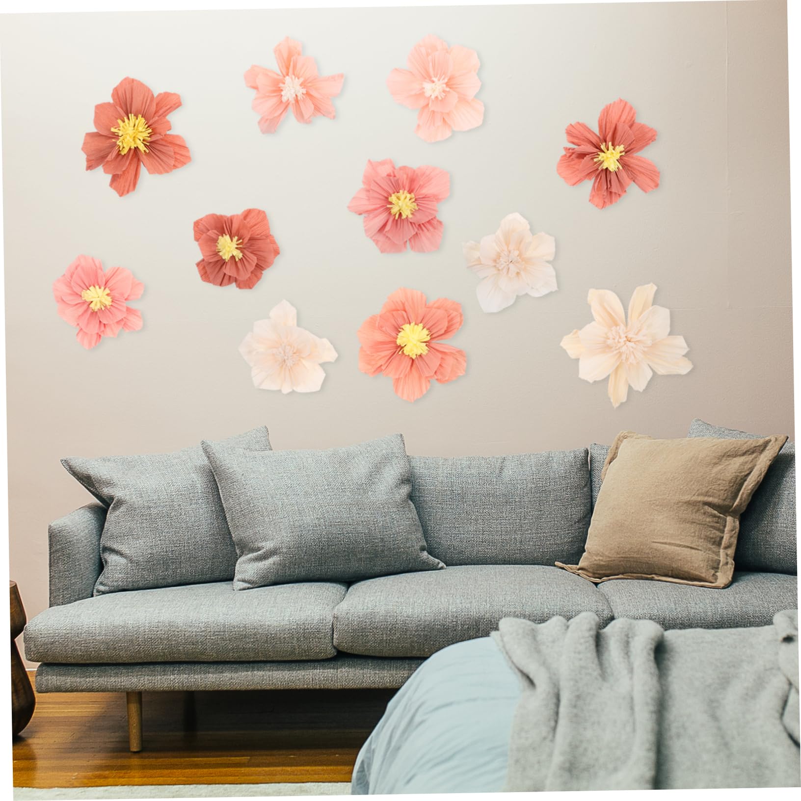 Ciieeo 24 Pièces Décoration Murale Fleurs Papier Crépon Lot de Fleurs Papier pour Mariage Anniversaire et Événements Décorations Faciles à Installer