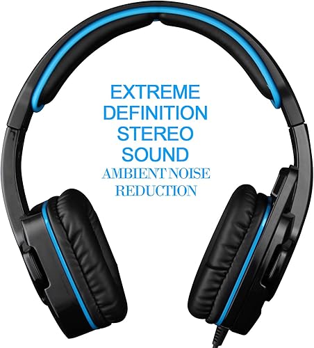 Miniatura 2 de LIMUSIC Azul G4000 Profesional Audífonos con salida 3,5 mm para PC estéreo para Juegos con cancelación de sonido, Control de Volumen, micrófono,