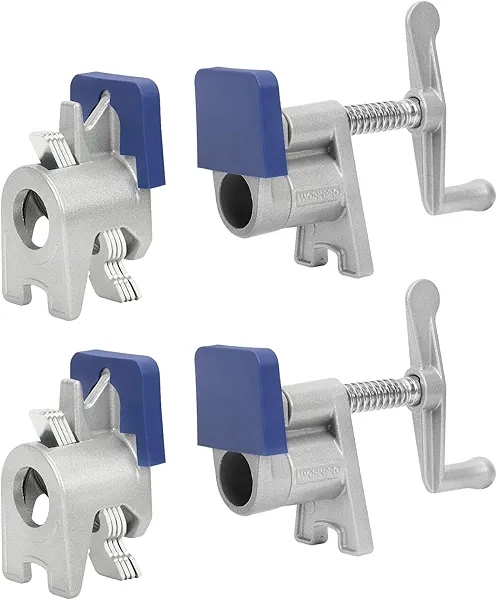 WORKPRO 2-Pack 3/4'' Pipe Clamps, Wood Gluing Pipe Clamp Set with H-shaped Feet, Lightweight Cast Aluminum Quick Release Wood Clamps for Woodworking, Carpentry, Home Improvement, and DIY Pro