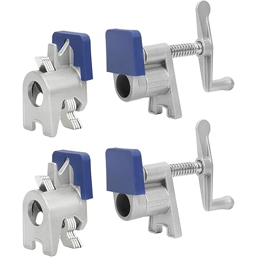WORKPRO 2-Pack 3/4'' Pipe Clamps, Wood Gluing Pipe Clamp Set with H-shaped Feet, Lightweight Cast Aluminum Wood Clamps Quick Release for Woodworking, Carpentry, Home Improvement, and DIY Projects