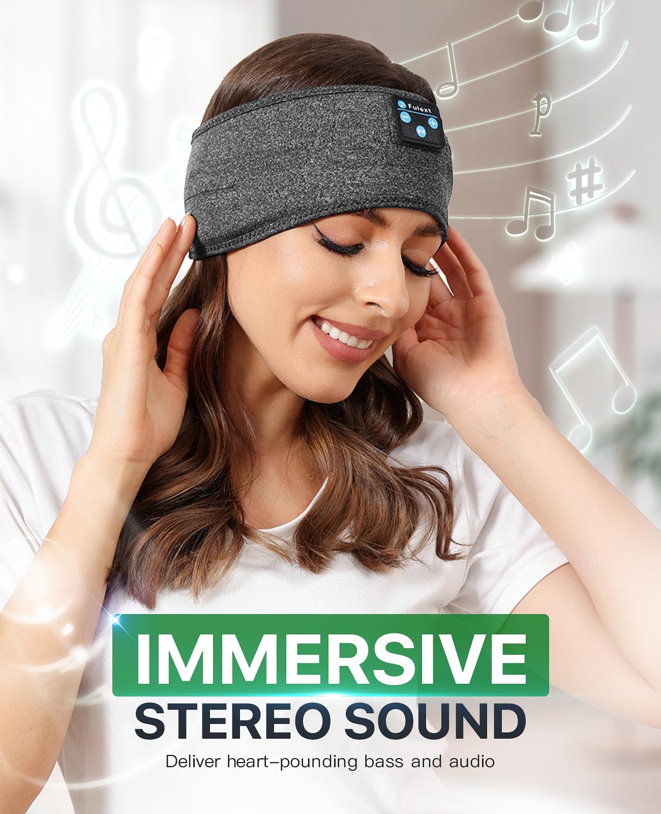 Fulext Cuffie per dormire Bluetooth, morbide ed elastiche, comode, con fascia Bluetooth, per uomini, donne, adolescenti, Natale, festa della mamma, compleanno - Vista 2