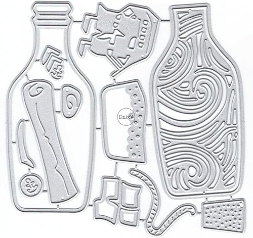 DzIxY Botellas de deriva oceánica, troqueles de corte de metal para kit de fabricación de tarjetas, troqueles de papel de gofrado, plantillas de