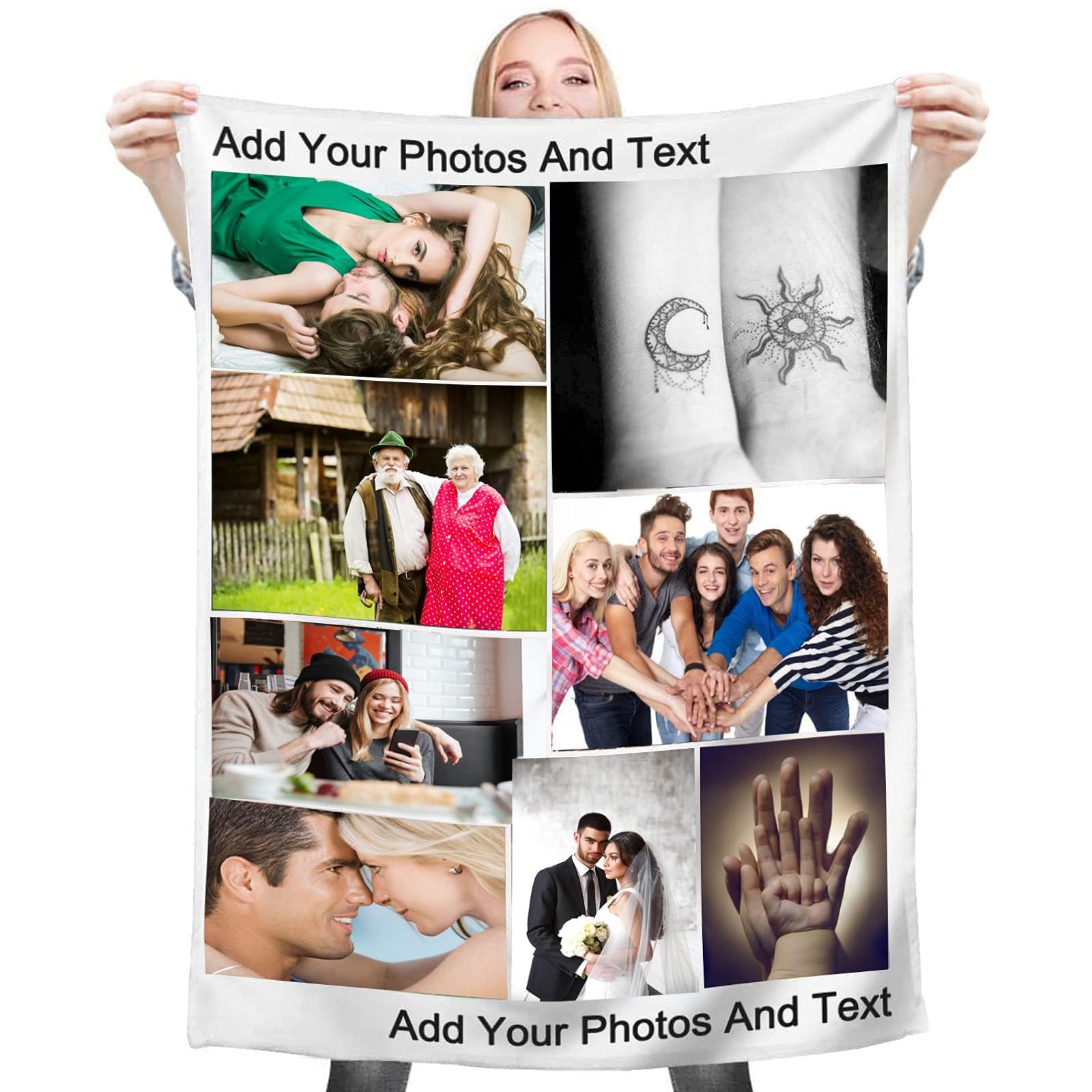 Cadre Photo Plaid Personnalisé Photo Couverture Avec Texte Et