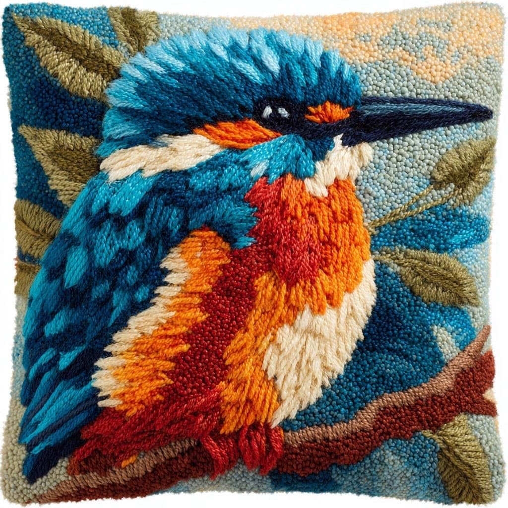 Henypt Latch Hook Pillow Case Kits, Bird