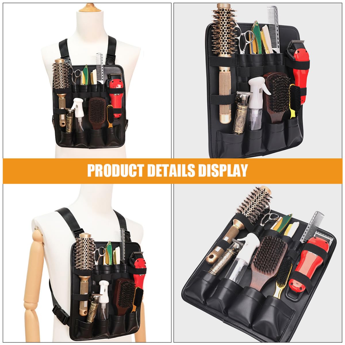 DOITOOL Praktische Friseurtasche aus Oxford Stoff Schwarz mit Multifunktionalem Design und Leicht zu Reinigen für Hairstyler Werkzeug Brusttasche