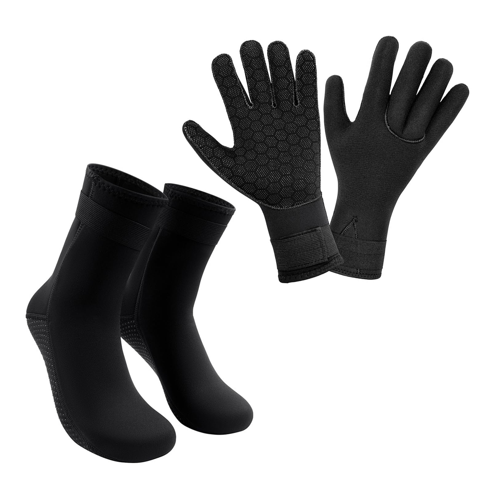 Aomiun 3mm Neoprene Diving Gloves and Socks Adjustable Wrist Ankle Straps for Surfing Snorkeling Kayaking Swimming Water Sports Beach Activities (XXL)