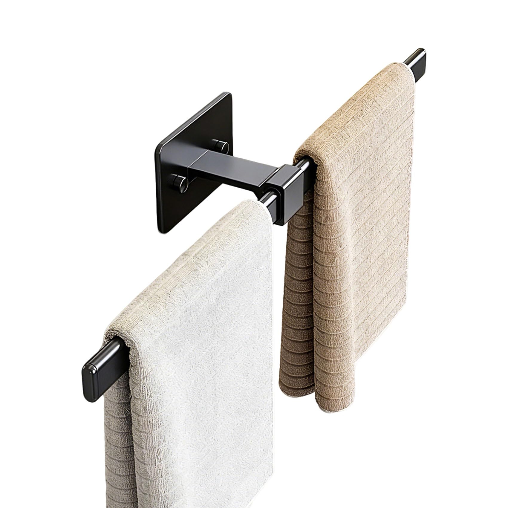 Adjustable No Drill Double Towel Rack, Wall Mounted Aluminum Towel Bar