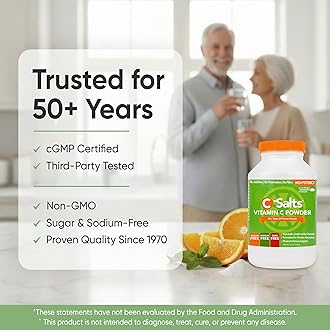 C-Salts Vitamin C Powder - 100% Pure Buffered Ascorbic Acid Powder for Immune Support - Organic, Sugar-Free, Vegan, Non-GMO, Stomach-Friendly Supplement - Original, 26 oz