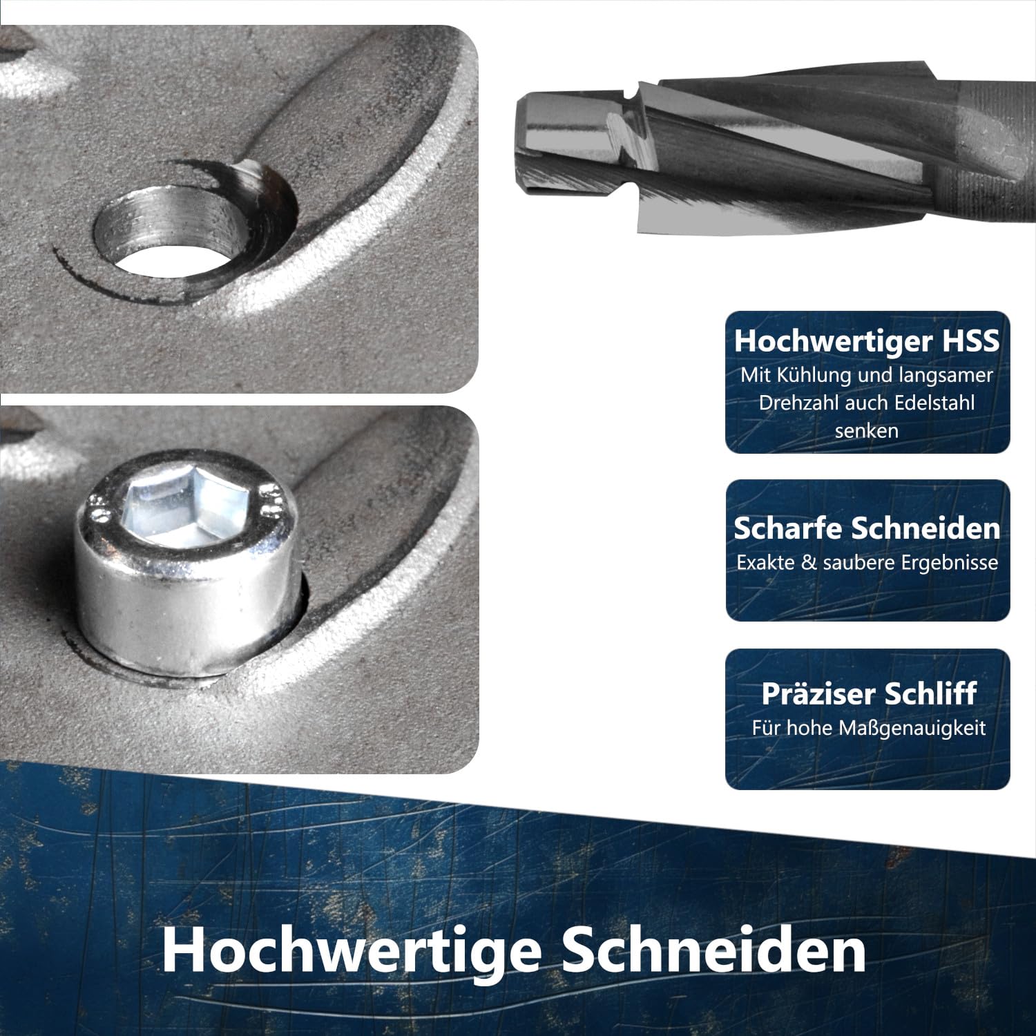 HSS Flachsenker DIN 373 Mittel M5 | Metall Zapfensenker PROFESSIONELL | Senker für Holz, Metall, Edestahl, Kunststoff | Senkbohrer Holz - M5, Durchgangsloch Mittel