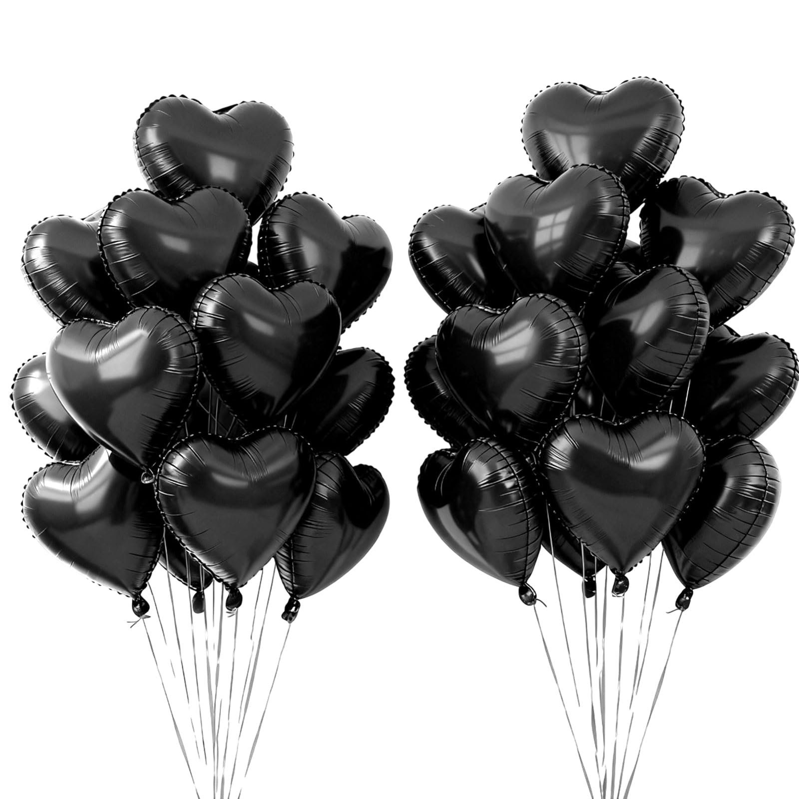 24 Pcs Heart Balloons 18 Inch Black, Foil Helium Balloons, Heart Shaped, Foil Helium Black, Suitable for Decorating Birthday Parties, Weddings, Engagement Parties, Valentine's Day and Other Festivals