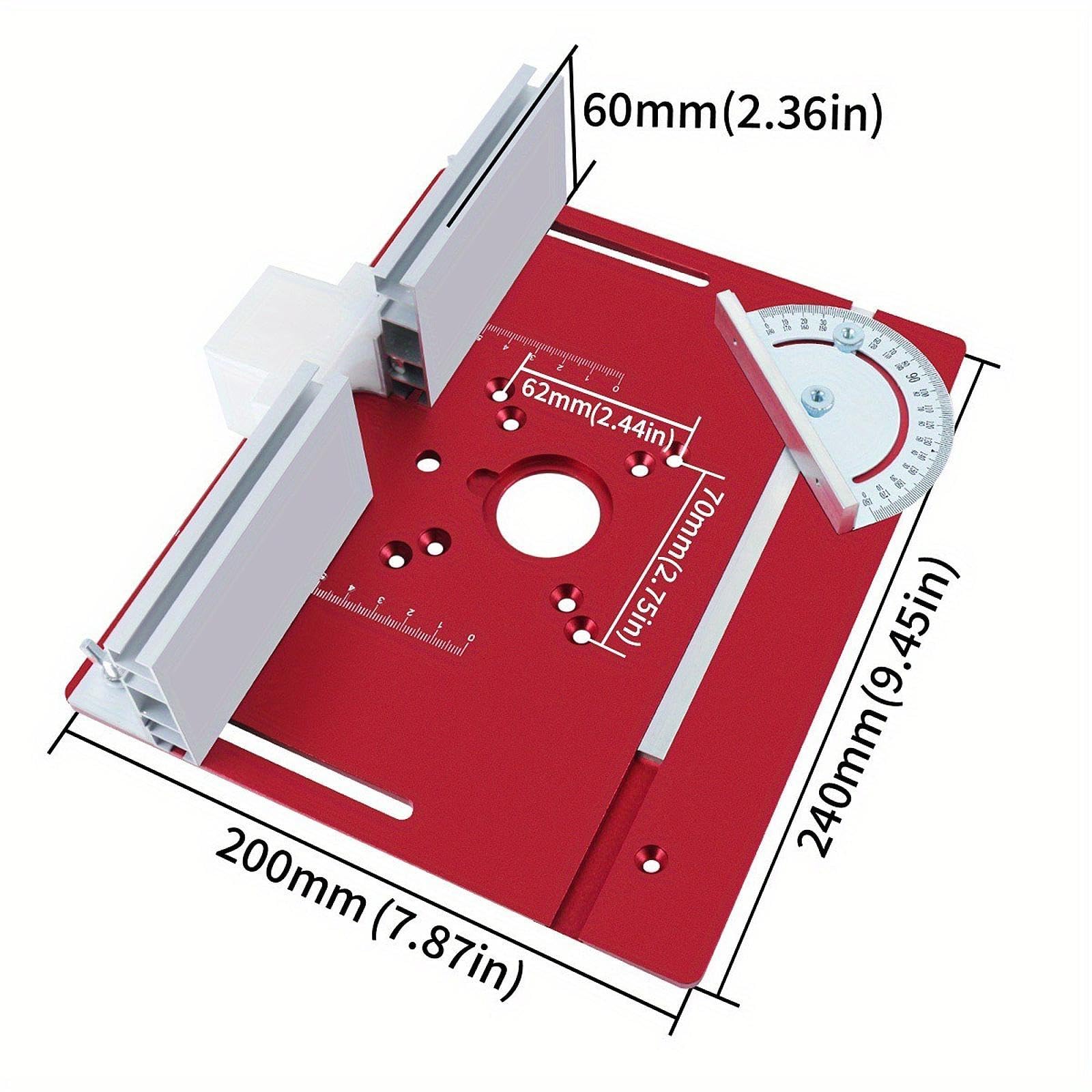 Router Mesa Insertar Placa de Aluminio Mesa de Carpintería Flip Board Guía de Cerca Resistente Y Adecuada para Trabajadores Entusiastas DIY Carpintero, Rojo