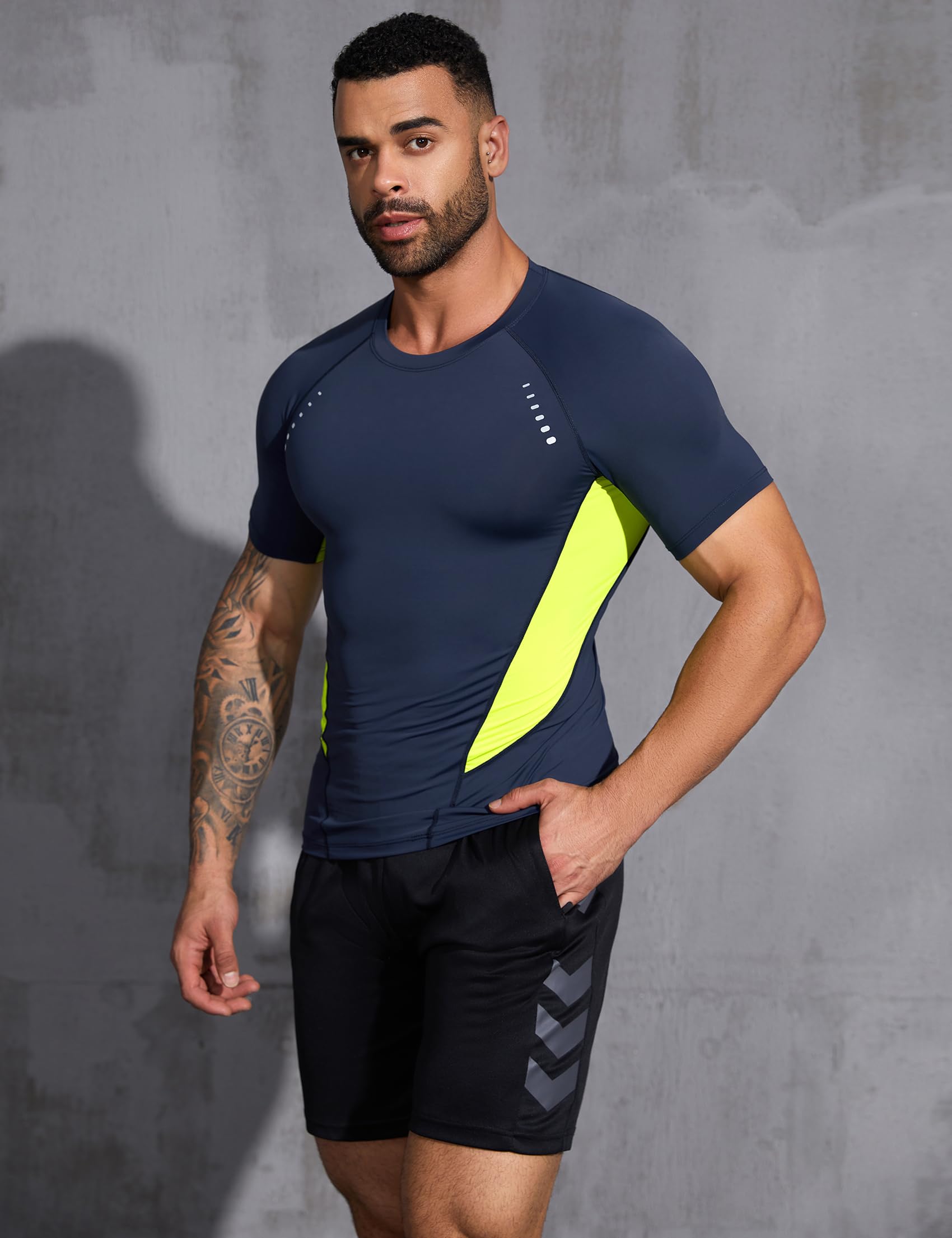 Terecey Maglia a Compressione Uomo a Manica Corta Maglie Tecnica Asciugatura Rapida Maglietta Sportiva Uomo Traspirante Magliette Palestra T-Shirt Running S-XXL