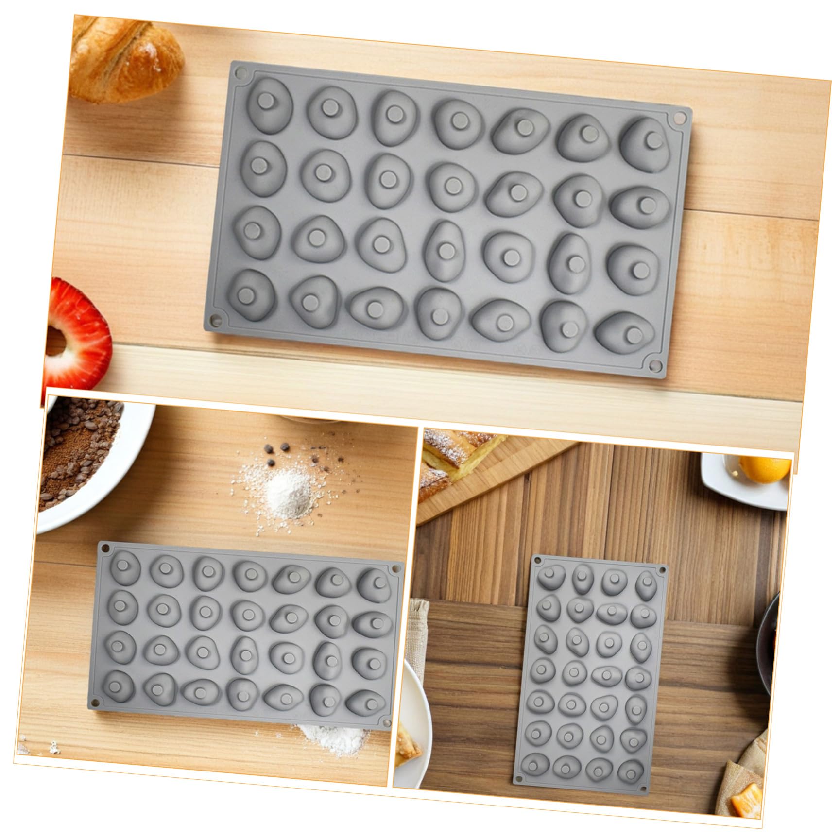 GANAZONO 2 Pezzi Stampo in Silicone Creativo 28 Cavità a Forma di Ciottolo per Cioccolato e Dolci, Flessibile e Versatile per Preparazioni da Forno e Decorazioni Festive