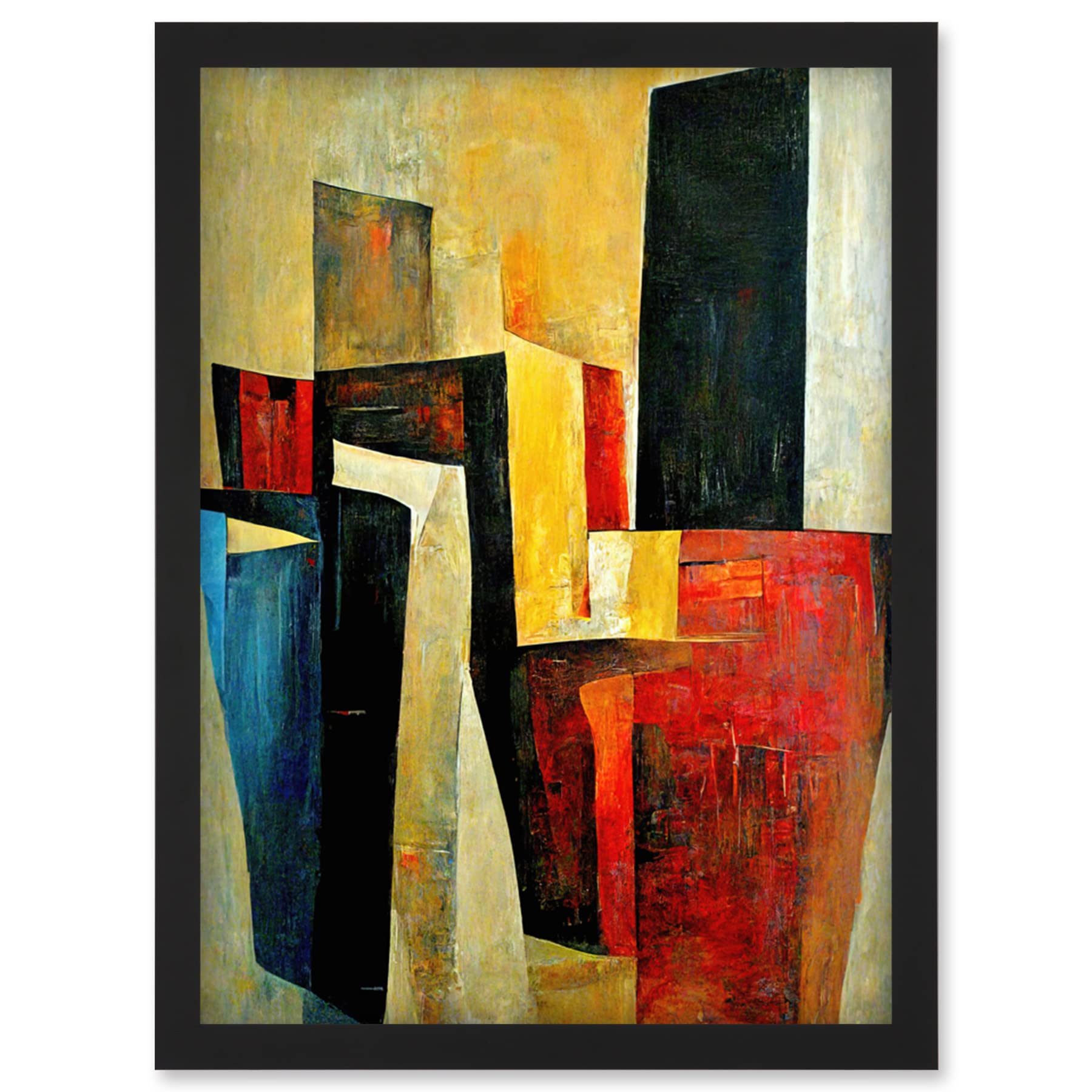 Doppelganger33 LTD Bold Modern Abstract Cubism Acrylic Painting Artwork Framed Wall Art Print A4