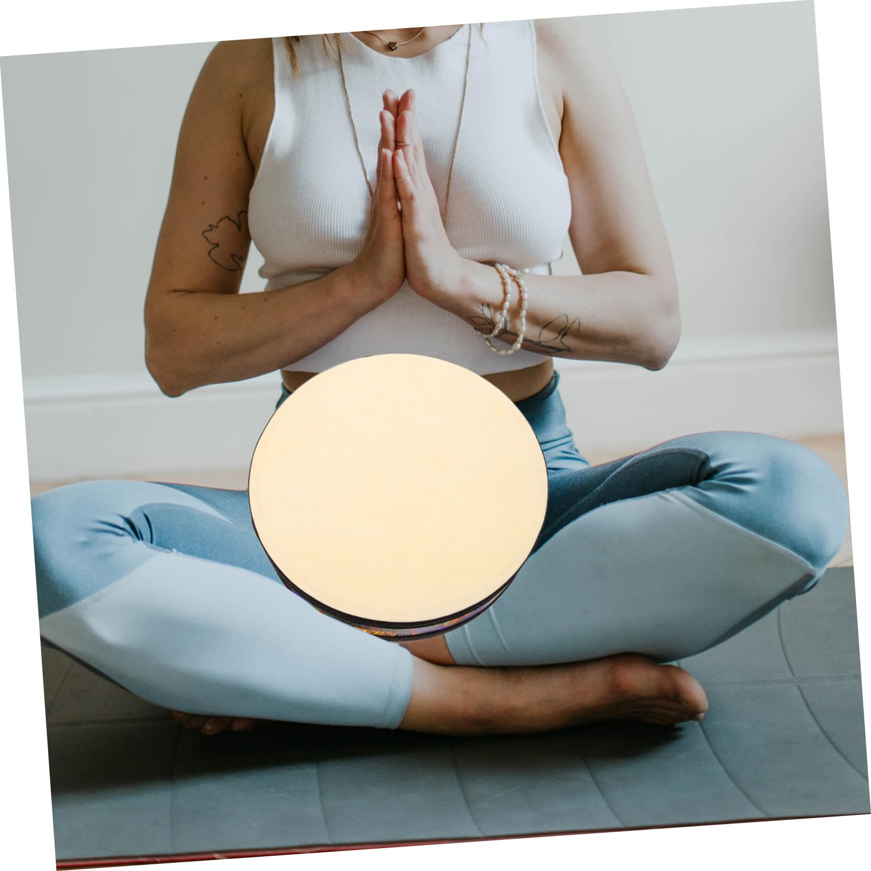 VANZACK Tambour De L’océan 20 Cm En Peau De Mouton, Instrument De Percussion Pour Débutants, Sons D’ondes Apaisants Pour Contemplation, Concerts Et Détente, Tambour Rond Éducatif Adultes