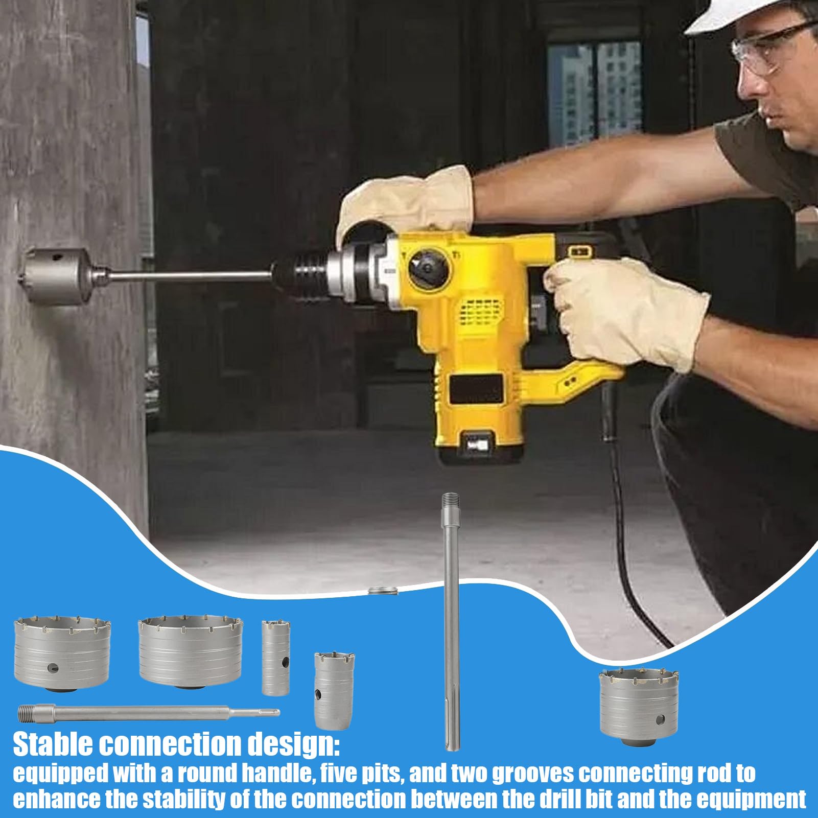 Juego De Brocas De Corona Para Pared herramienta de corte de metal estable | broca multiuso para cemento kit de accesorios para fontanería, electricidad y aire acondicionado